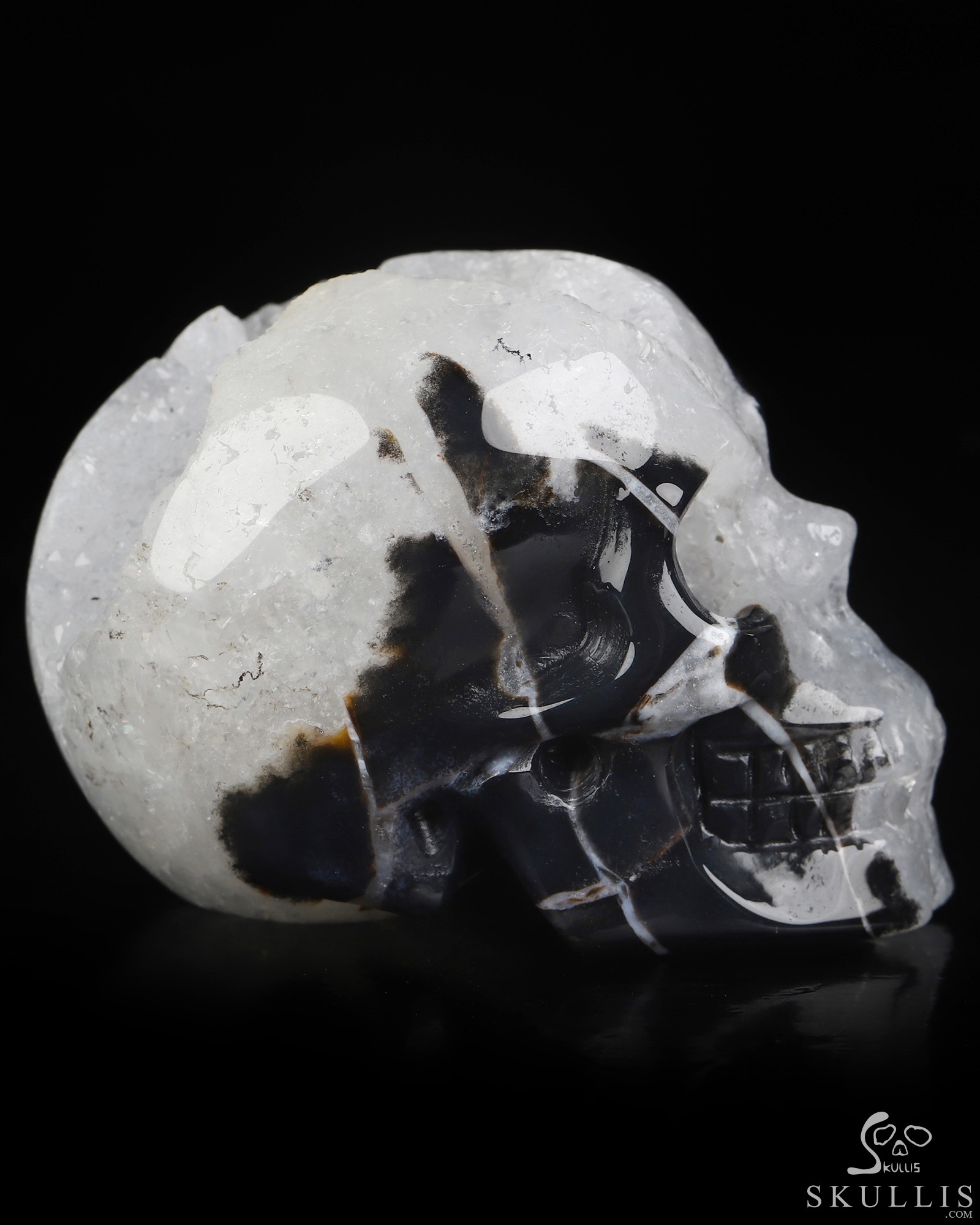 2.0" Black Zebra Agate Geode Hand Carved Crystal Skull, Realistic, Crystal Healing 2.0" Black Zebra Agate Geode Hand Carved Crystal Skull, Realistic, Crystal Healing