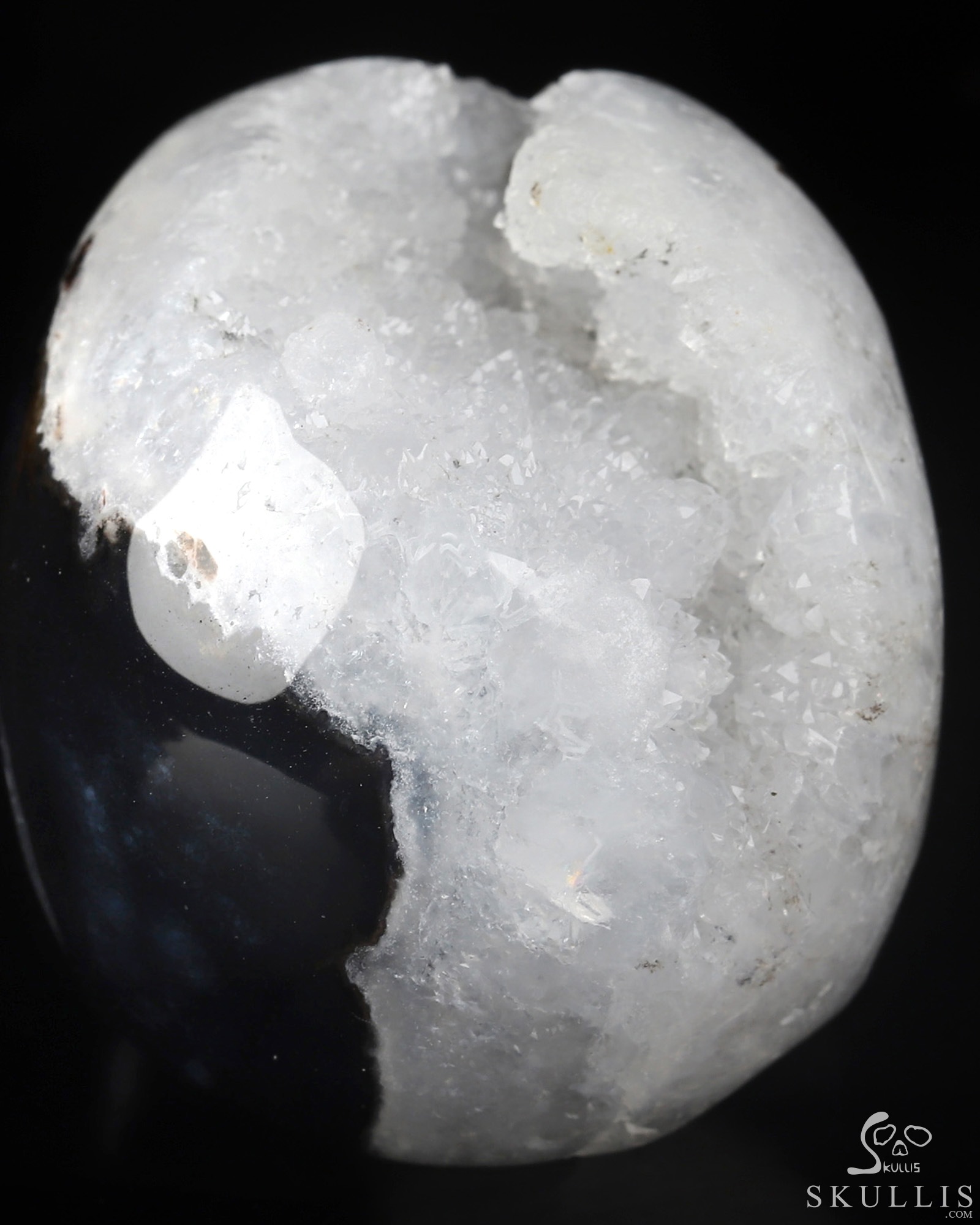 2.0" Black Zebra Agate Geode Hand Carved Crystal Skull, Realistic, Crystal Healing 2.0" Black Zebra Agate Geode Hand Carved Crystal Skull, Realistic, Crystal Healing