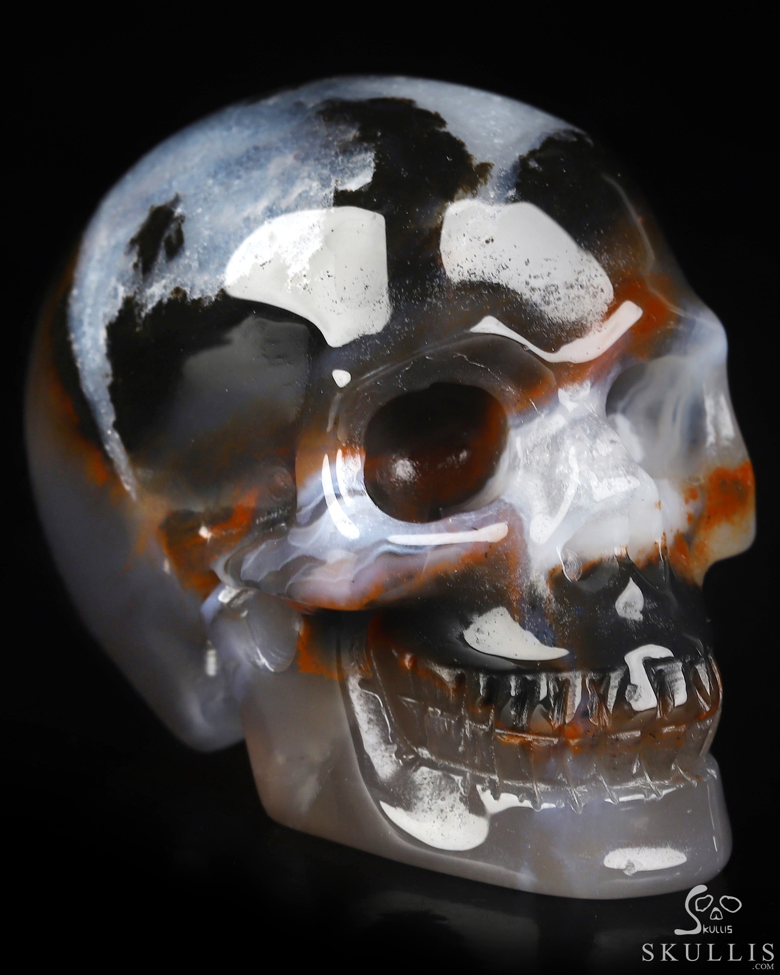 2.0" Black Zebra Agate Hand Carved Crystal Skull, Realistic, Crystal Healing 2.0" Black Zebra Agate Hand Carved Crystal Skull, Realistic, Crystal Healing