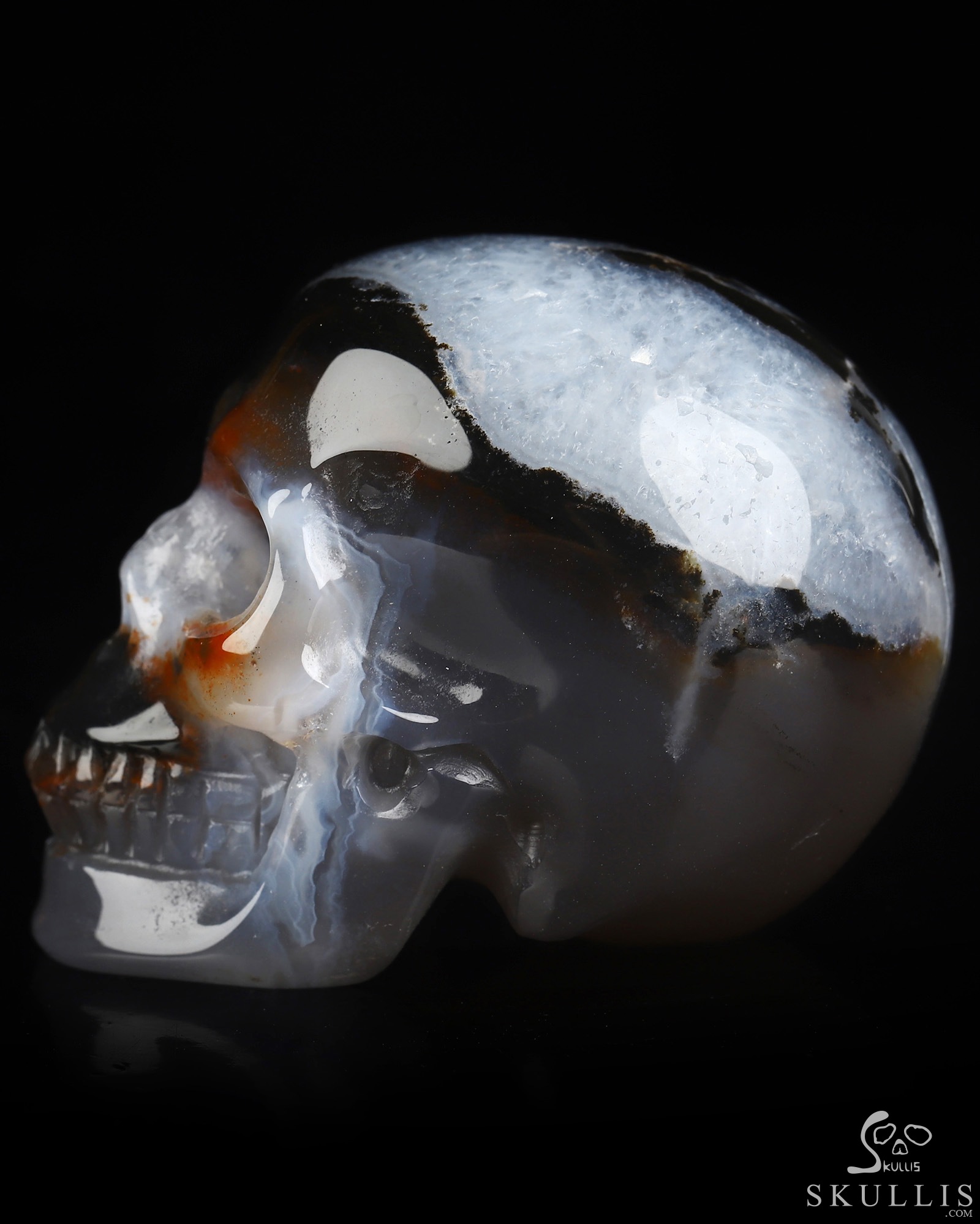 2.0" Black Zebra Agate Hand Carved Crystal Skull, Realistic, Crystal Healing 2.0" Black Zebra Agate Hand Carved Crystal Skull, Realistic, Crystal Healing