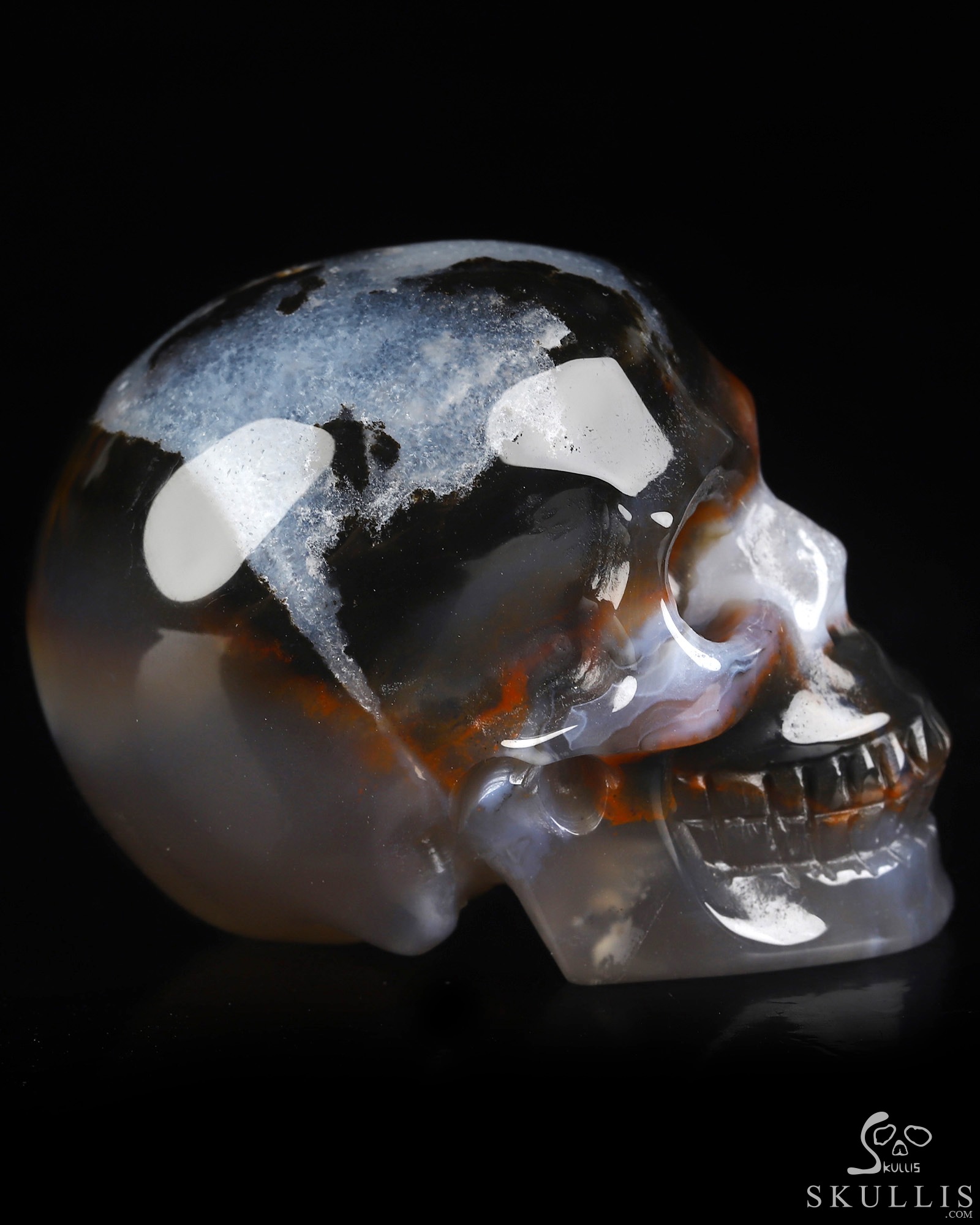 2.0" Black Zebra Agate Hand Carved Crystal Skull, Realistic, Crystal Healing 2.0" Black Zebra Agate Hand Carved Crystal Skull, Realistic, Crystal Healing