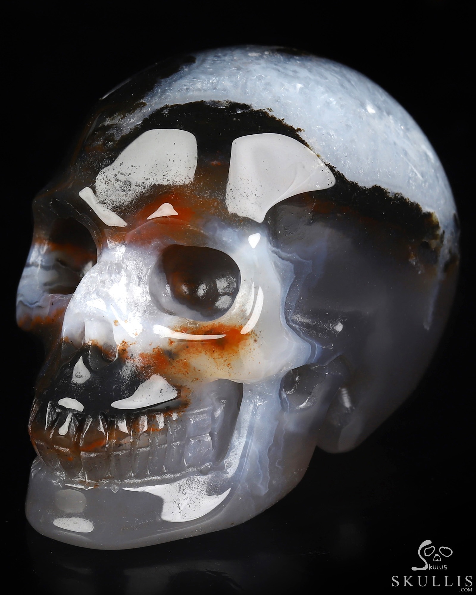 2.0" Black Zebra Agate Hand Carved Crystal Skull, Realistic, Crystal Healing 2.0" Black Zebra Agate Hand Carved Crystal Skull, Realistic, Crystal Healing