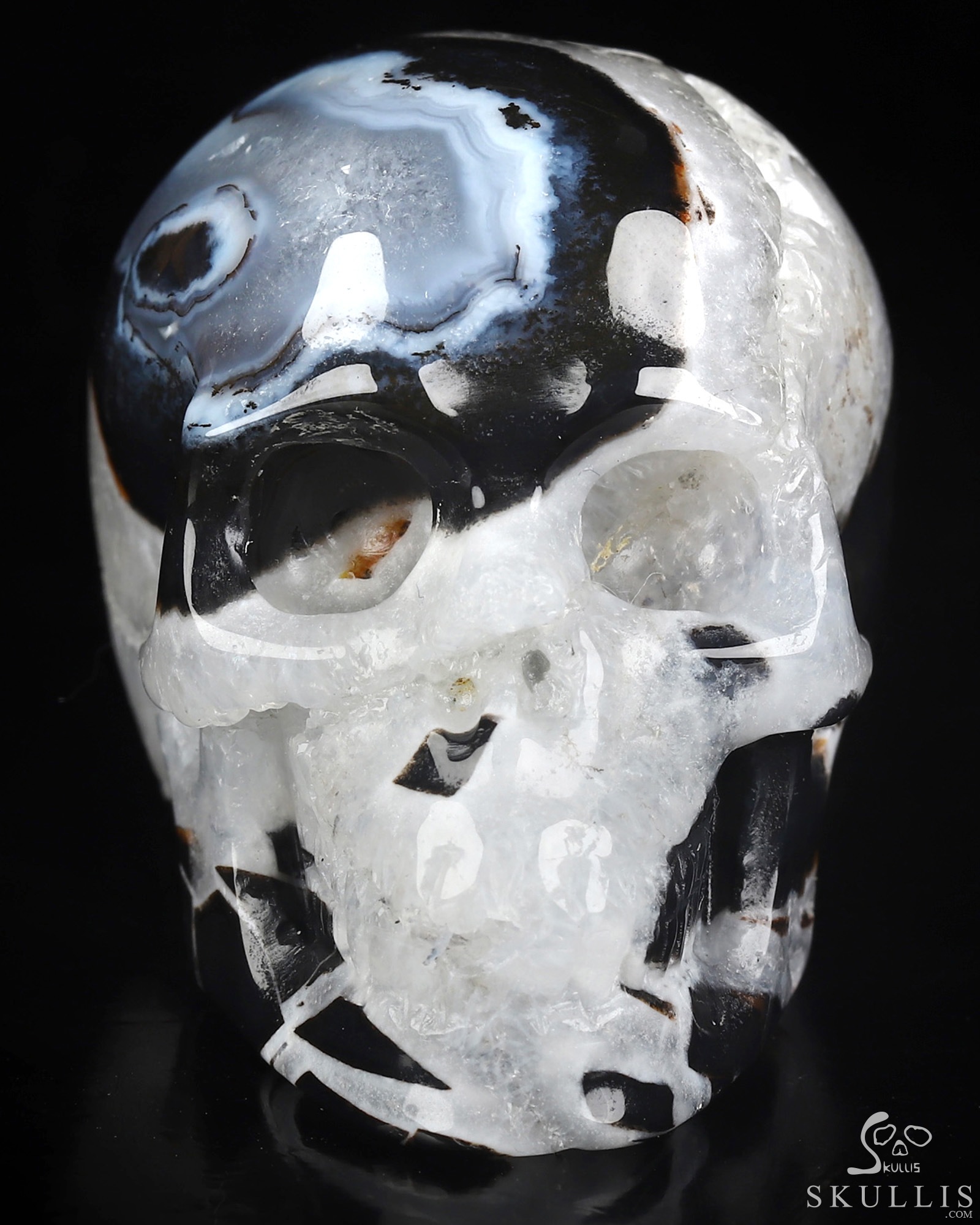 2.0" Black Zebra Agate Hand Carved Crystal Skull, Realistic, Crystal Healing 2.0" Black Zebra Agate Hand Carved Crystal Skull, Realistic, Crystal Healing