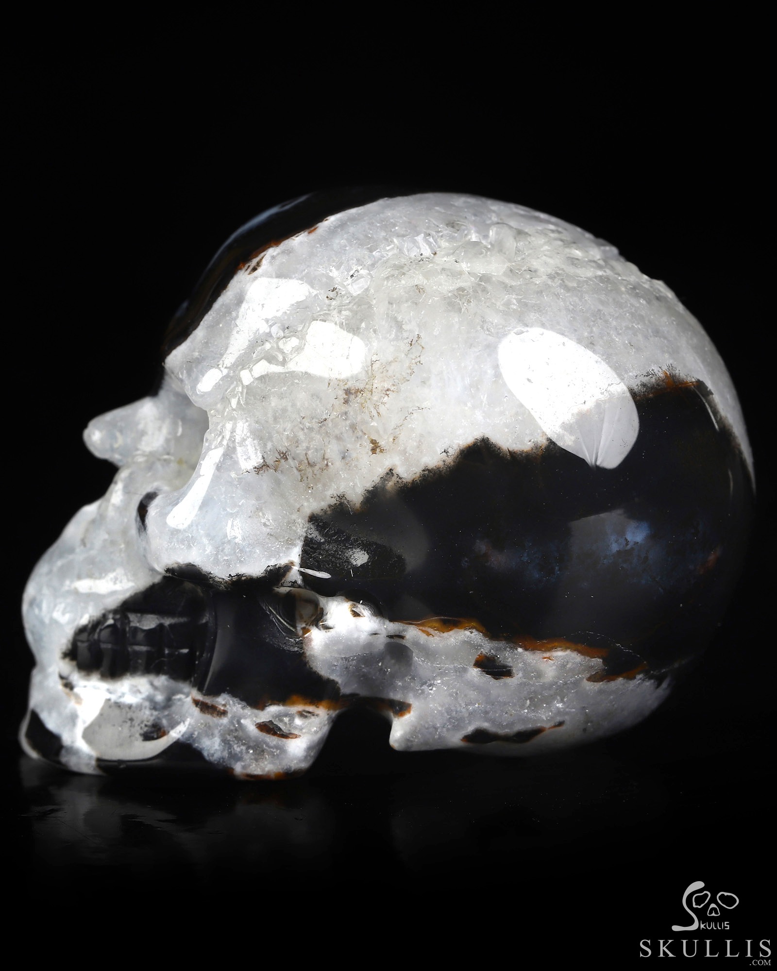 2.0" Black Zebra Agate Hand Carved Crystal Skull, Realistic, Crystal Healing 2.0" Black Zebra Agate Hand Carved Crystal Skull, Realistic, Crystal Healing