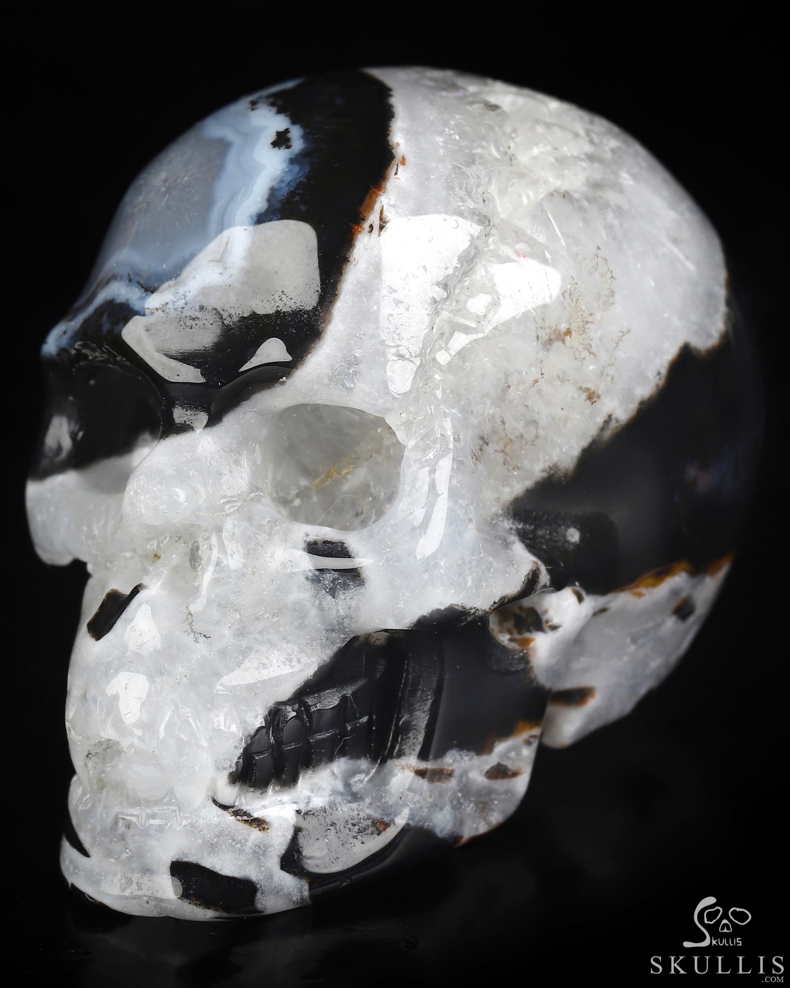 2.0" Black Zebra Agate Hand Carved Crystal Skull, Realistic, Crystal Healing 2.0" Black Zebra Agate Hand Carved Crystal Skull, Realistic, Crystal Healing