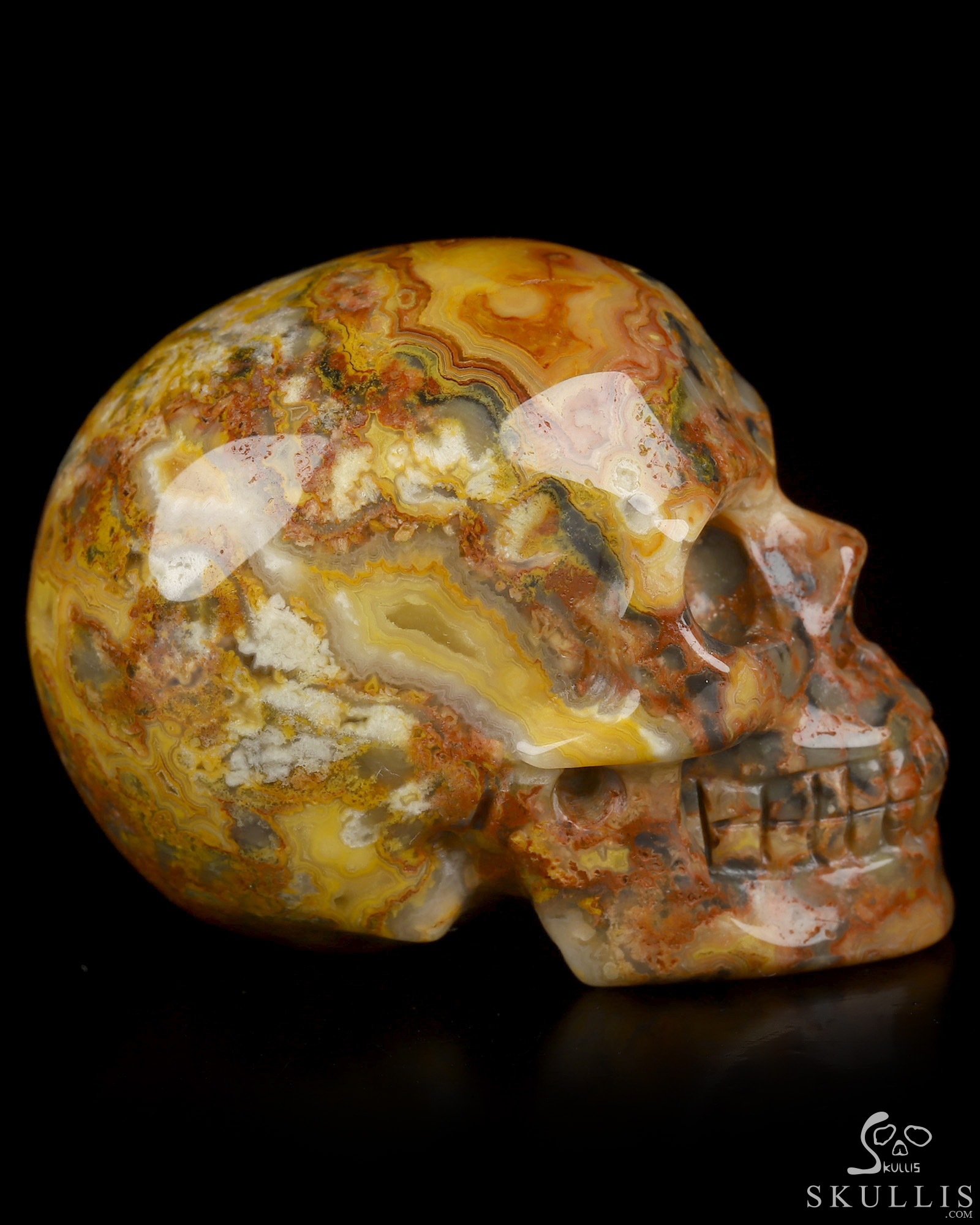 2.0" Crazy Lace Agate Hand Carved Crystal Skull, Realistic, Crystal Healing 2.0" Crazy Lace Agate Hand Carved Crystal Skull, Realistic, Crystal Healing