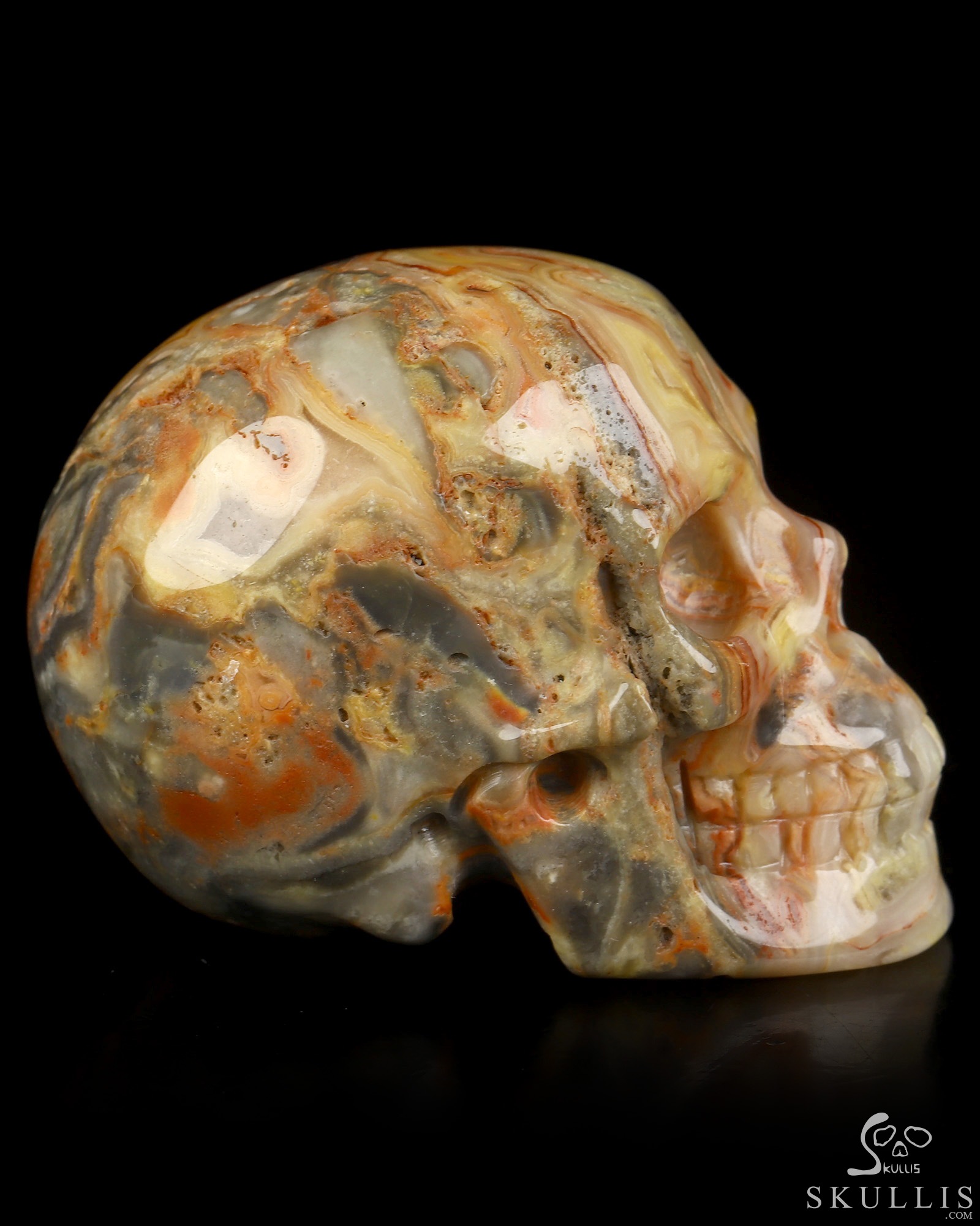 2.0" Crazy Lace Agate Hand Carved Crystal Skull, Realistic, Crystal Healing 2.0" Crazy Lace Agate Hand Carved Crystal Skull, Realistic, Crystal Healing