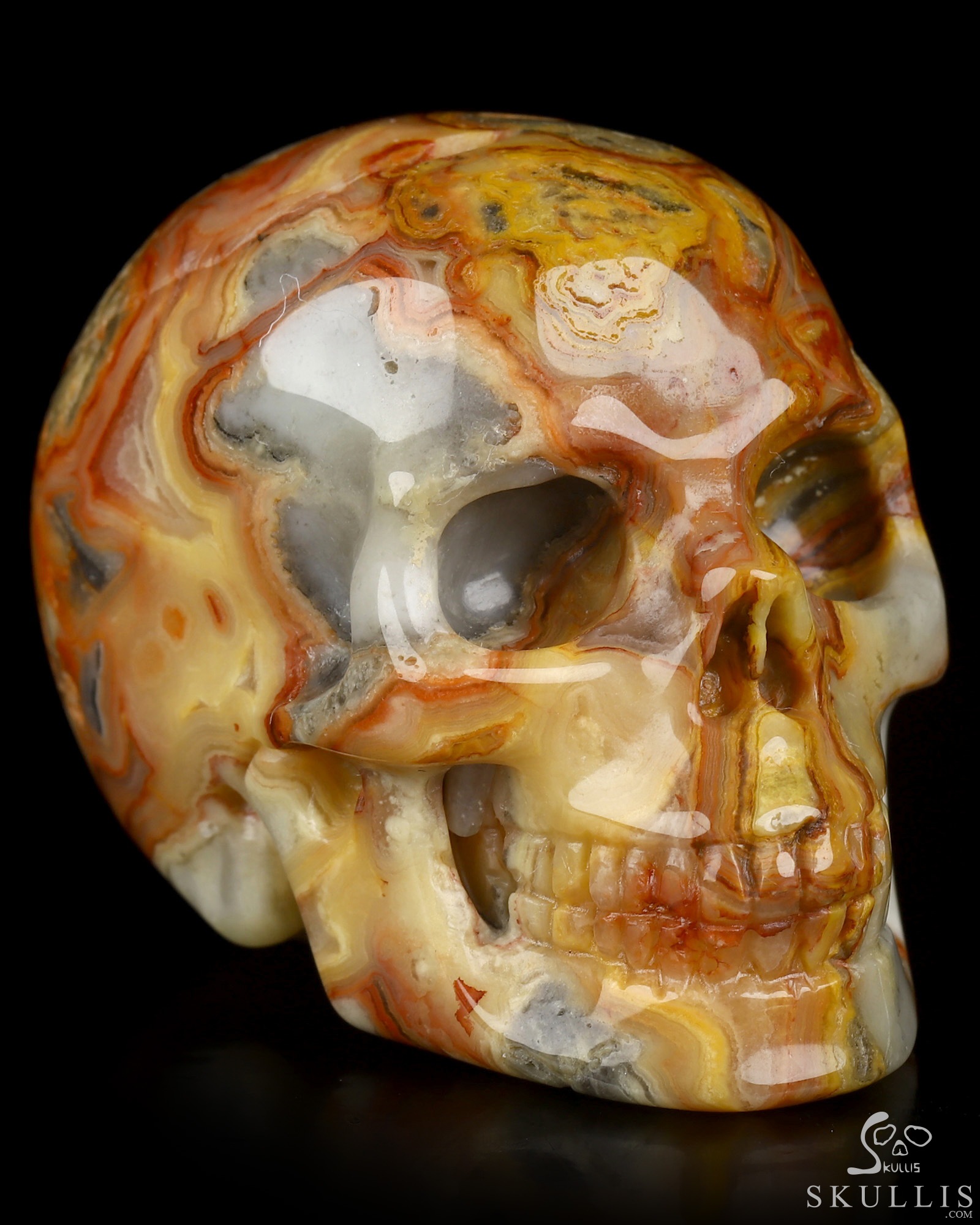 2.0" Crazy Lace Agate Hand Carved Crystal Skull, Realistic, Crystal Healing 2.0" Crazy Lace Agate Hand Carved Crystal Skull, Realistic, Crystal Healing