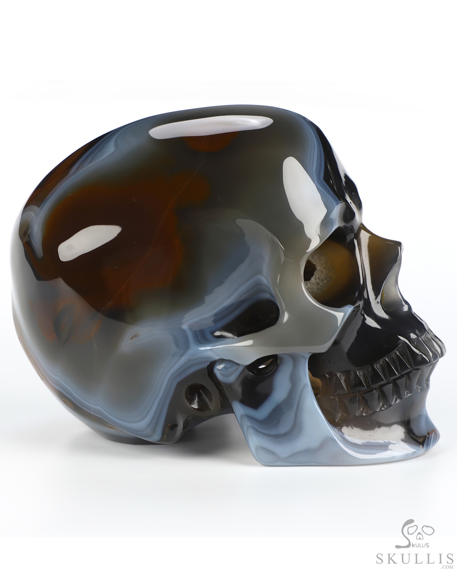 Lifesized 6.4" Premium Brazilian Agate Hand Carved Crystal Skull, Super Realistic, Crystal Healing Lifesized 6.4" Premium Brazilian Agate Hand Carved Crystal Skull, Super Realistic, Crystal Healing
