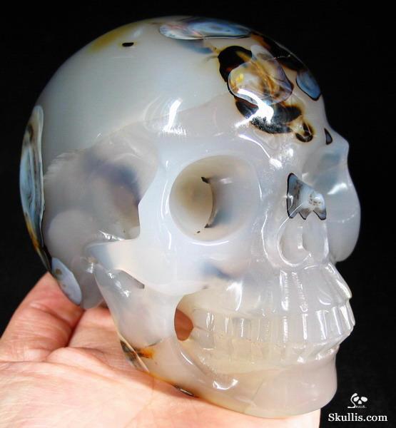 Stunning! Rare!!! Huge 4.8" Agate Carved Crystal Skull, Realistic Stunning! Rare!!! Huge 4.8" Agate Carved Crystal Skull, Realistic