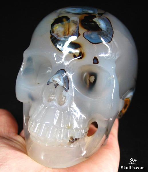 Stunning! Rare!!! Huge 4.8" Agate Carved Crystal Skull, Realistic Stunning! Rare!!! Huge 4.8" Agate Carved Crystal Skull, Realistic