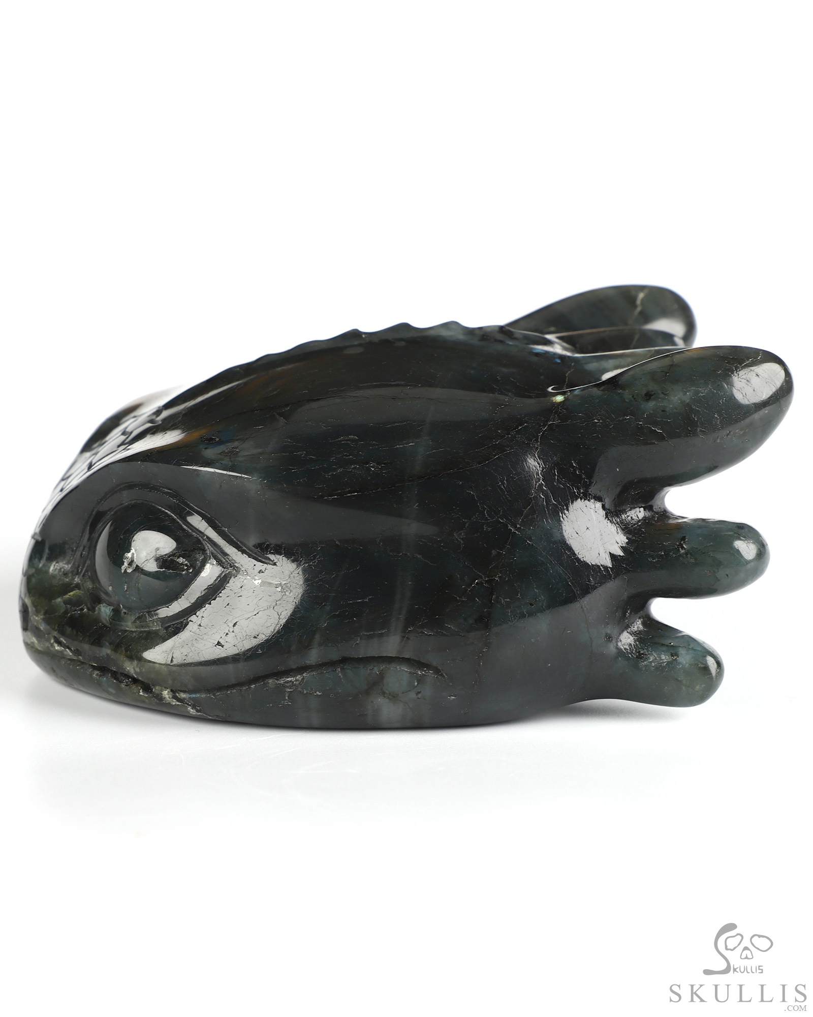 5.0" Flash Labradorite Hand Carved Crystal Toothless Dragon Head Fine Art Sculpture, Crystal Healing 5.0" Flash Labradorite Hand Carved Crystal Toothless Dragon Head Fine Art Sculpture, Crystal Healing