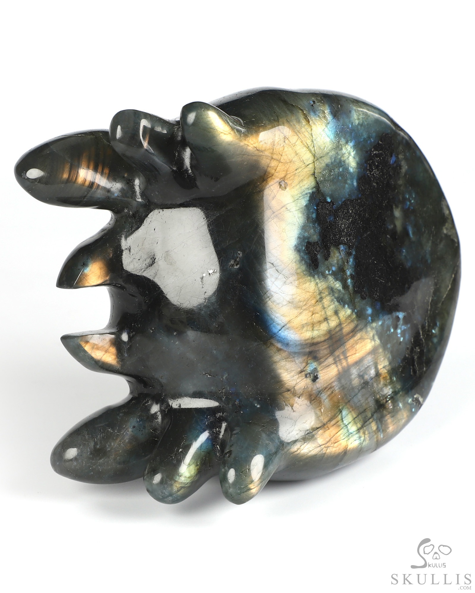 5.0" Flash Labradorite Hand Carved Crystal Toothless Dragon Head Fine Art Sculpture, Crystal Healing 5.0" Flash Labradorite Hand Carved Crystal Toothless Dragon Head Fine Art Sculpture, Crystal Healing