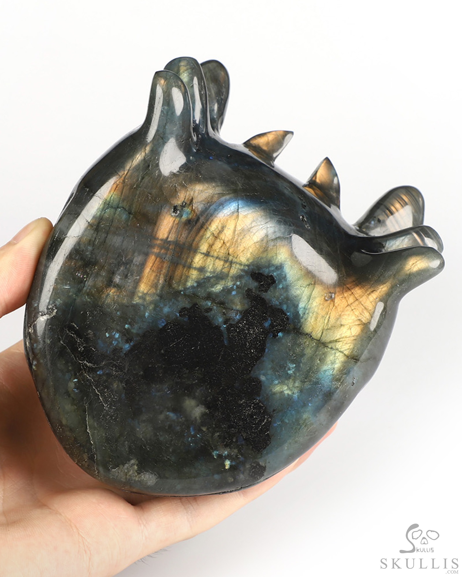 5.0" Flash Labradorite Hand Carved Crystal Toothless Dragon Head Fine Art Sculpture, Crystal Healing 5.0" Flash Labradorite Hand Carved Crystal Toothless Dragon Head Fine Art Sculpture, Crystal Healing