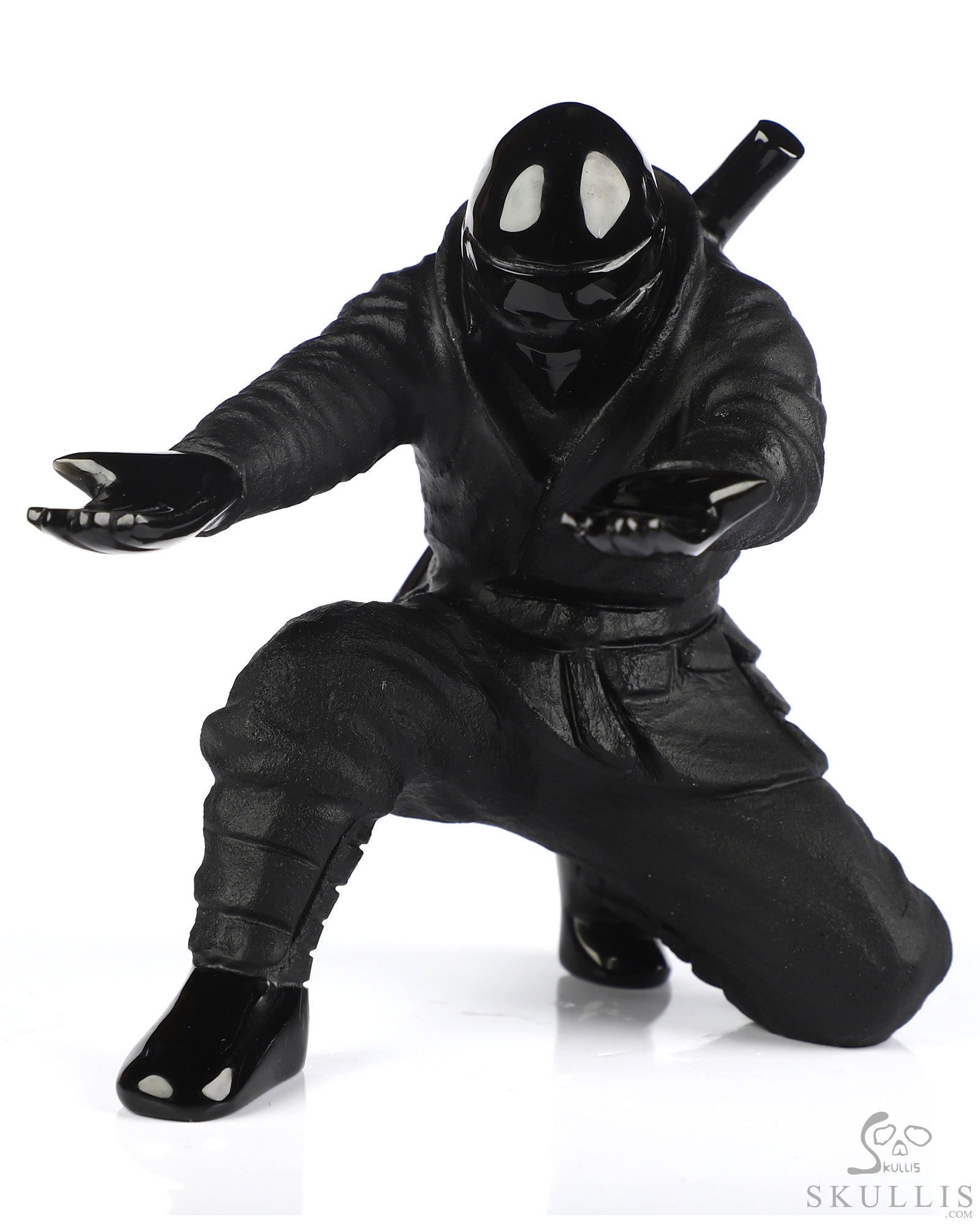 3.9" Black Obsidian Hand Carved Crystal Ninja Pen Holder Fine Art Sculpture, Crystal Healing 3.9" Black Obsidian Hand Carved Crystal Ninja Pen Holder Fine Art Sculpture, Crystal Healing