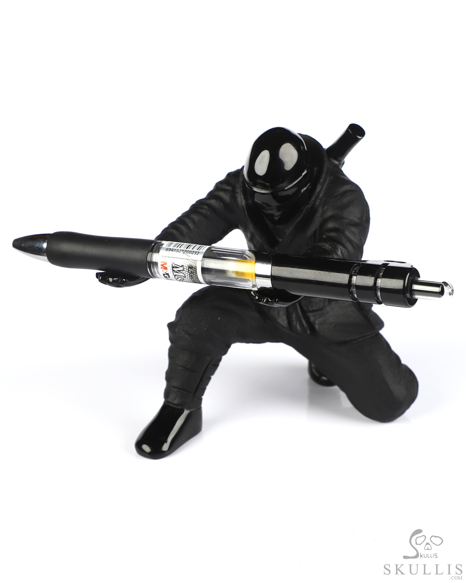 3.9" Black Obsidian Hand Carved Crystal Ninja Pen Holder Fine Art Sculpture, Crystal Healing 3.9" Black Obsidian Hand Carved Crystal Ninja Pen Holder Fine Art Sculpture, Crystal Healing