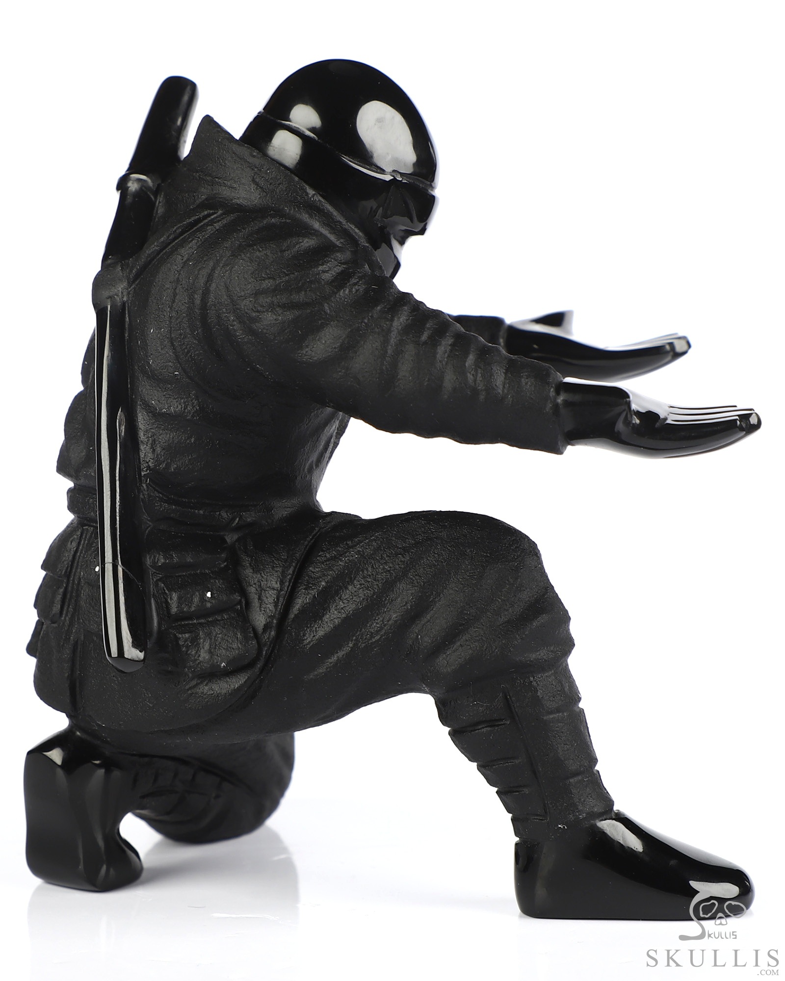 3.9" Black Obsidian Hand Carved Crystal Ninja Pen Holder Fine Art Sculpture, Crystal Healing 3.9" Black Obsidian Hand Carved Crystal Ninja Pen Holder Fine Art Sculpture, Crystal Healing