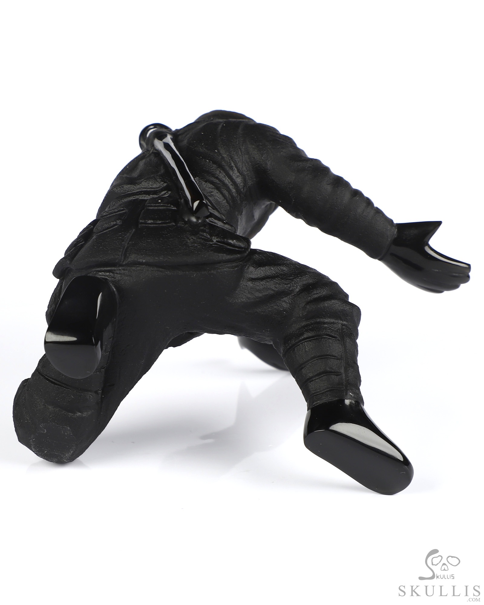 3.9" Black Obsidian Hand Carved Crystal Ninja Pen Holder Fine Art Sculpture, Crystal Healing 3.9" Black Obsidian Hand Carved Crystal Ninja Pen Holder Fine Art Sculpture, Crystal Healing