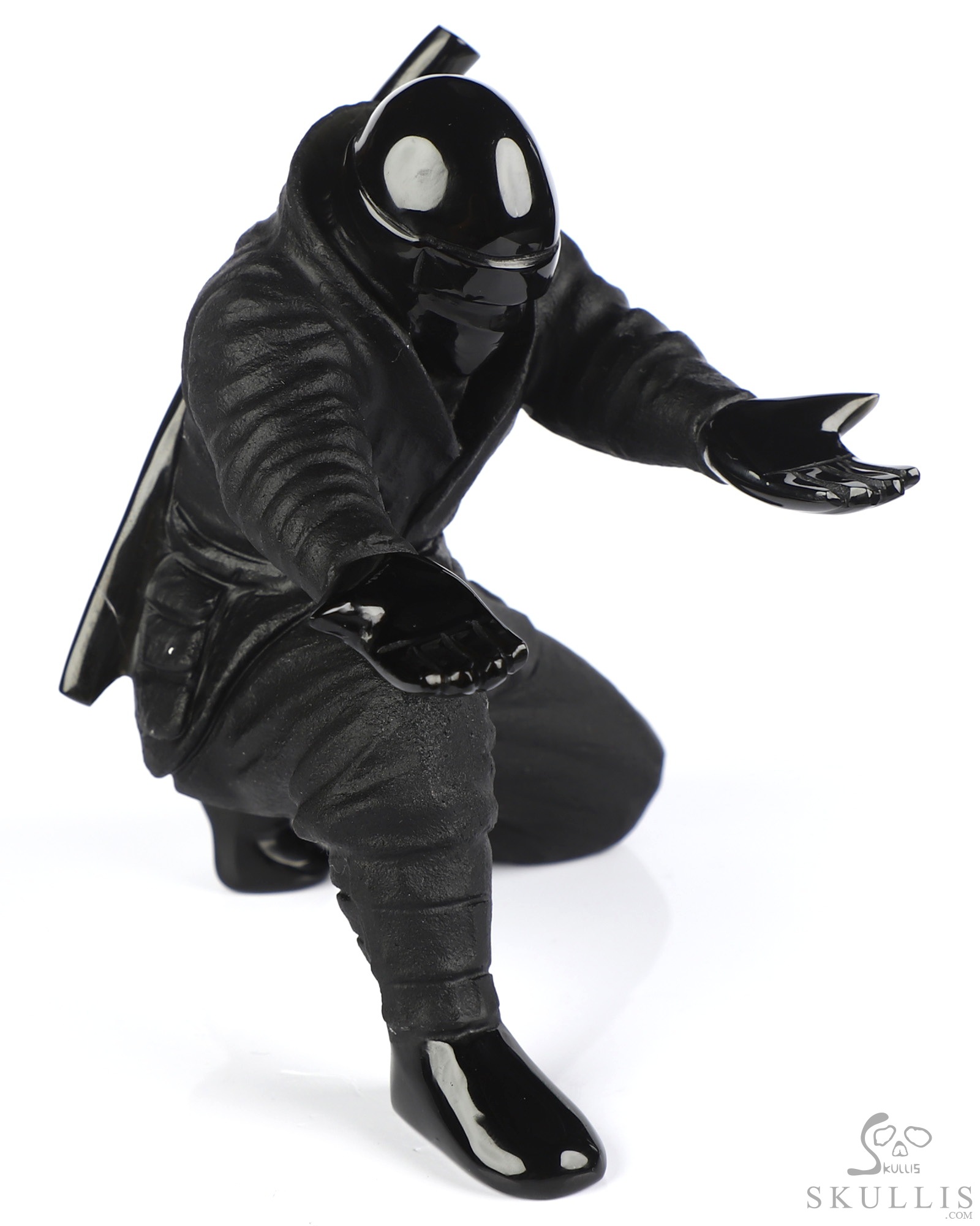 3.9" Black Obsidian Hand Carved Crystal Ninja Pen Holder Fine Art Sculpture, Crystal Healing 3.9" Black Obsidian Hand Carved Crystal Ninja Pen Holder Fine Art Sculpture, Crystal Healing
