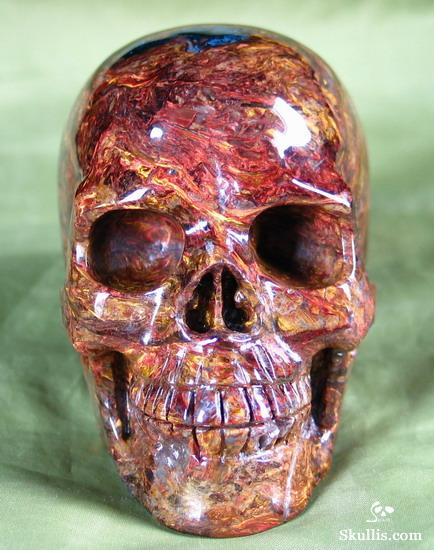 Great Chatoyance Large 3.6" Blue, Gold & Red Pietersite Carved Crystal Skull, Realistic Great Chatoyance Large 3.6" Blue, Gold & Red Pietersite Carved Crystal Skull, Realistic