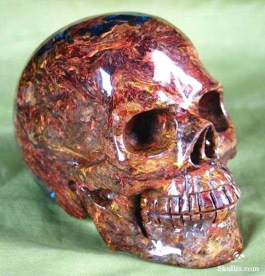 Great Chatoyance Large 3.6" Blue, Gold & Red Pietersite Carved Crystal Skull, Realistic Great Chatoyance Large 3.6" Blue, Gold & Red Pietersite Carved Crystal Skull, Realistic