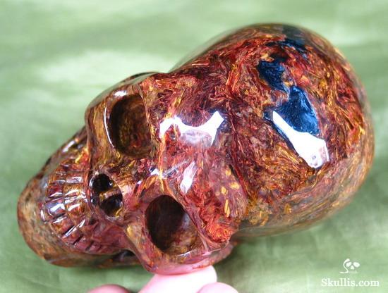 Great Chatoyance Large 3.6" Blue, Gold & Red Pietersite Carved Crystal Skull, Realistic Great Chatoyance Large 3.6" Blue, Gold & Red Pietersite Carved Crystal Skull, Realistic