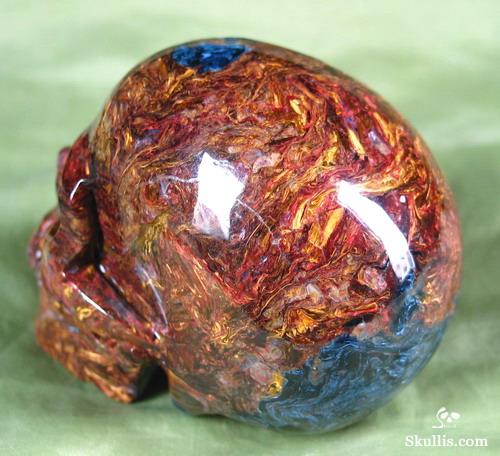 Great Chatoyance Large 3.6" Blue, Gold & Red Pietersite Carved Crystal Skull, Realistic Great Chatoyance Large 3.6" Blue, Gold & Red Pietersite Carved Crystal Skull, Realistic