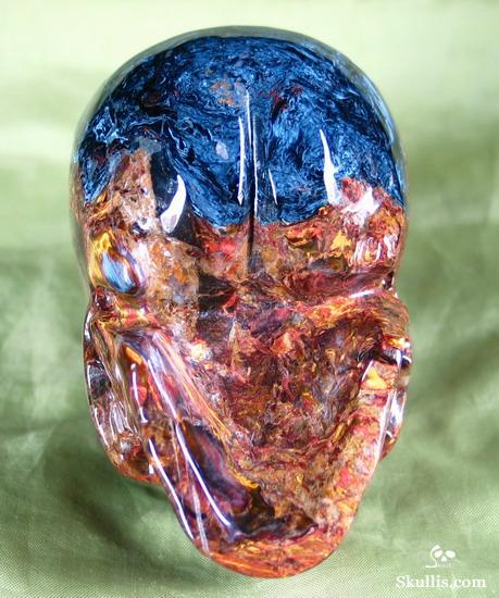 Great Chatoyance Large 3.6" Blue, Gold & Red Pietersite Carved Crystal Skull, Realistic Great Chatoyance Large 3.6" Blue, Gold & Red Pietersite Carved Crystal Skull, Realistic