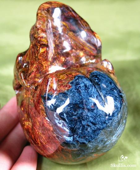 Great Chatoyance Large 3.6" Blue, Gold & Red Pietersite Carved Crystal Skull, Realistic Great Chatoyance Large 3.6" Blue, Gold & Red Pietersite Carved Crystal Skull, Realistic
