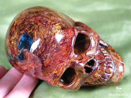 Great Chatoyance Large 3.6" Blue, Gold & Red Pietersite Carved Crystal Skull, Realistic Great Chatoyance Large 3.6" Blue, Gold & Red Pietersite Carved Crystal Skull, Realistic