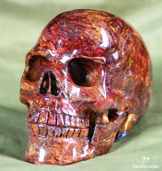 Great Chatoyance Large 3.6" Blue, Gold & Red Pietersite Carved Crystal Skull, Realistic Great Chatoyance Large 3.6" Blue, Gold & Red Pietersite Carved Crystal Skull, Realistic