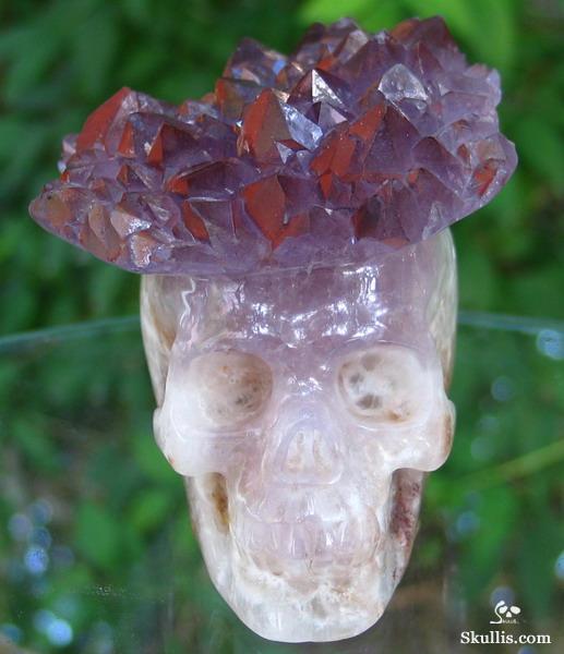 5.0" Amethyst Druse/Druze Carved Crystal Skull, Quartz 5.0" Amethyst Druse/Druze Carved Crystal Skull, Quartz