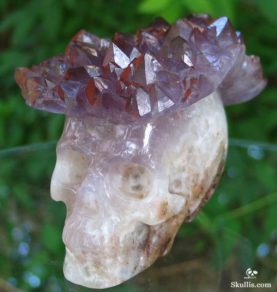 5.0" Amethyst Druse/Druze Carved Crystal Skull, Quartz 5.0" Amethyst Druse/Druze Carved Crystal Skull, Quartz