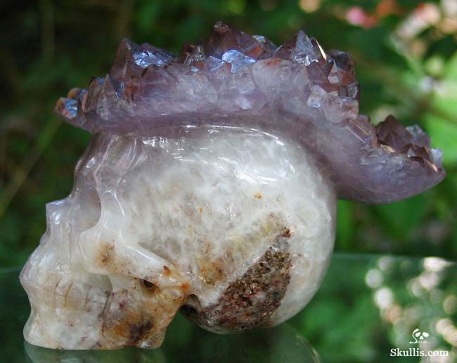 5.0" Amethyst Druse/Druze Carved Crystal Skull, Quartz 5.0" Amethyst Druse/Druze Carved Crystal Skull, Quartz