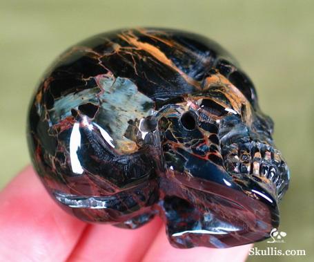 Recommend Unusual Hue, 1.6" Pietersite/petersite Carved Crystal Skull, Realistic Recommend Unusual Hue, 1.6" Pietersite/petersite Carved Crystal Skull, Realistic