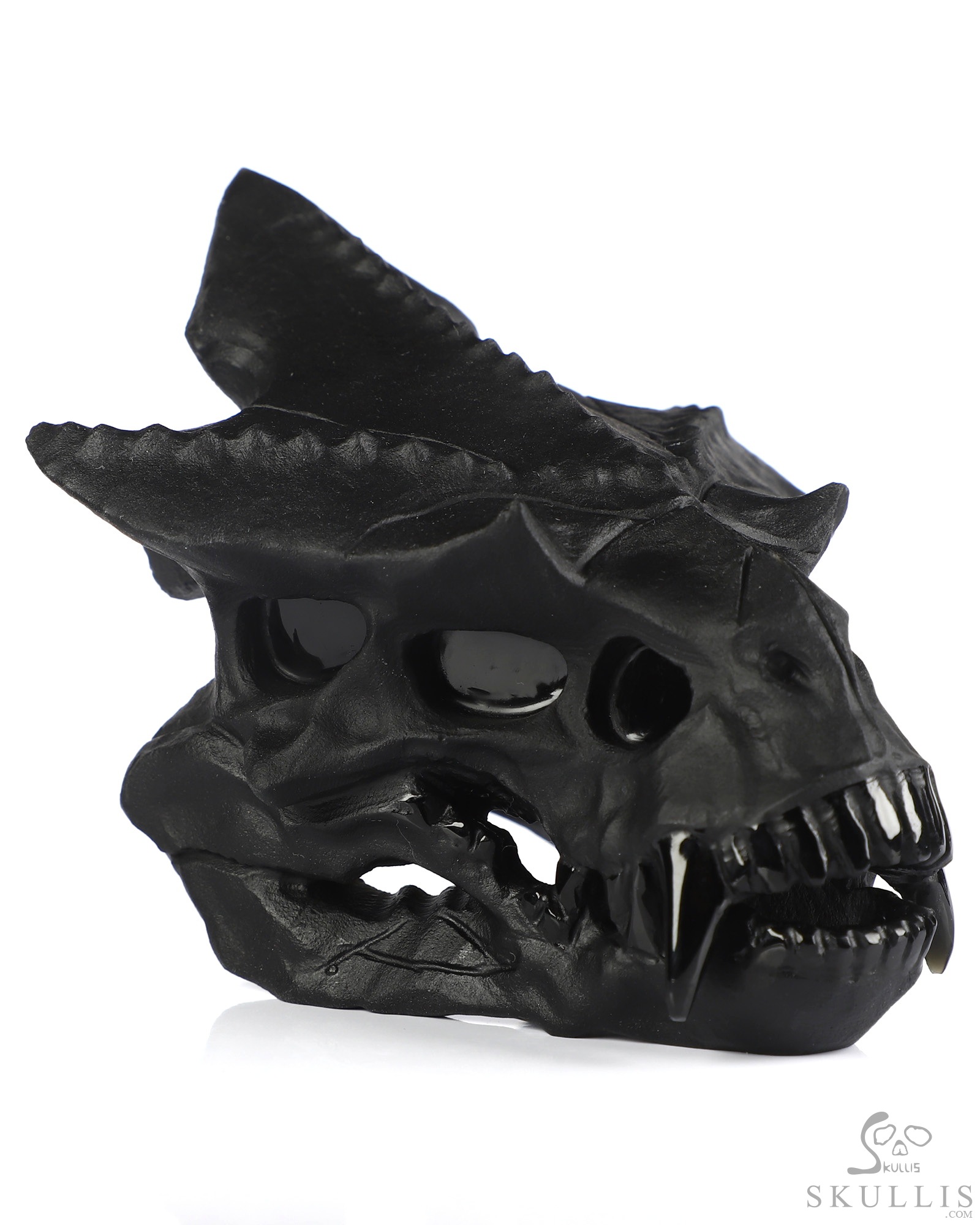 4.6" Black Obsidian Hand Carved Crystal Pterodactyl Skull Fine Art Sculpture, Crystal Healing 4.6" Black Obsidian Hand Carved Crystal Pterodactyl Skull Fine Art Sculpture, Crystal Healing