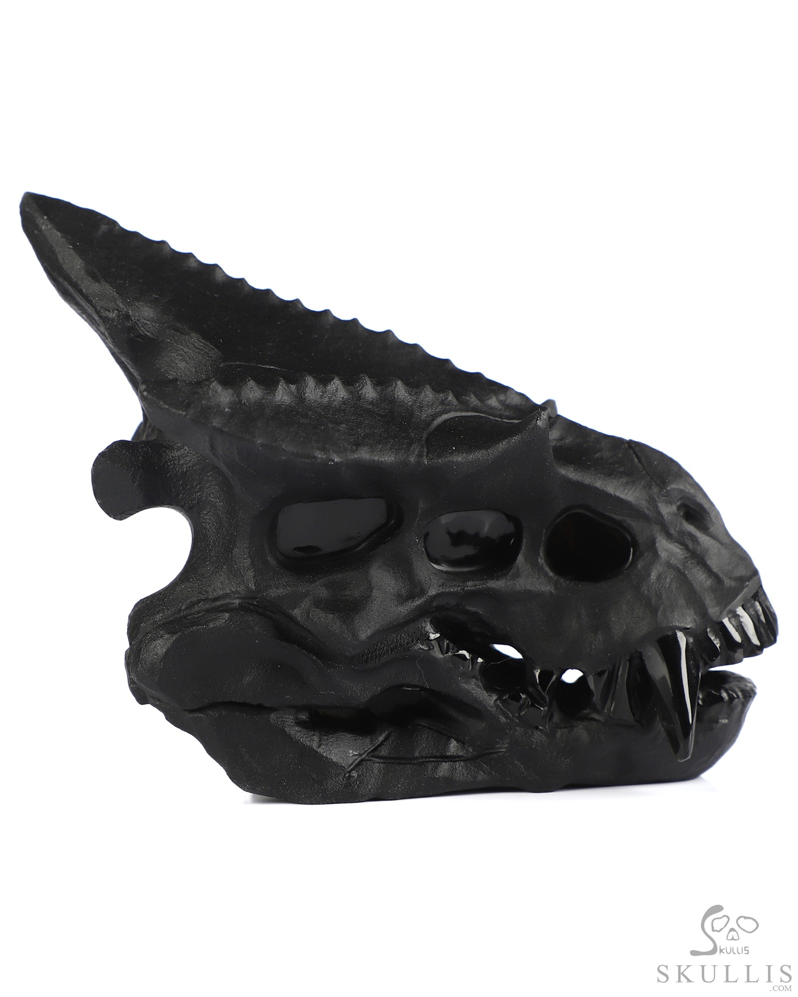 4.6" Black Obsidian Hand Carved Crystal Pterodactyl Skull Fine Art Sculpture, Crystal Healing 4.6" Black Obsidian Hand Carved Crystal Pterodactyl Skull Fine Art Sculpture, Crystal Healing