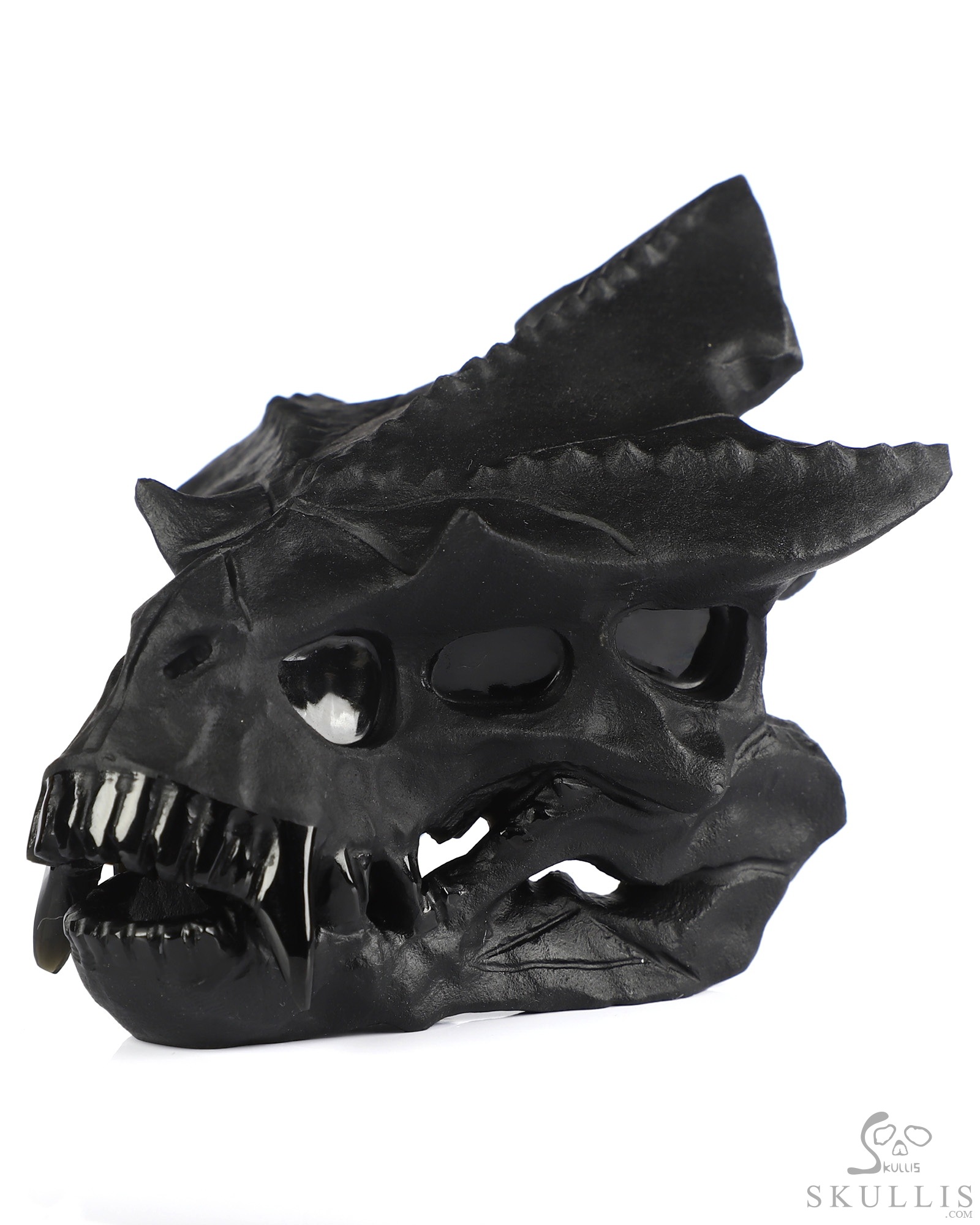 4.6" Black Obsidian Hand Carved Crystal Pterodactyl Skull Fine Art Sculpture, Crystal Healing 4.6" Black Obsidian Hand Carved Crystal Pterodactyl Skull Fine Art Sculpture, Crystal Healing