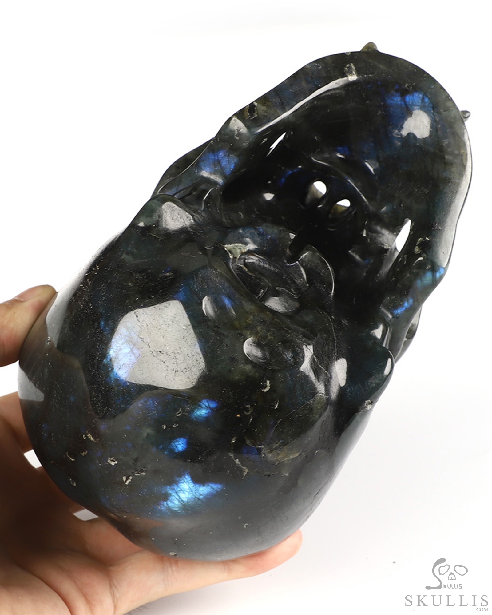 6.0" Labradorite Hand Carved Vampire Crystal Skull, Crystal Healing 6.0" Labradorite Hand Carved Vampire Crystal Skull, Crystal Healing