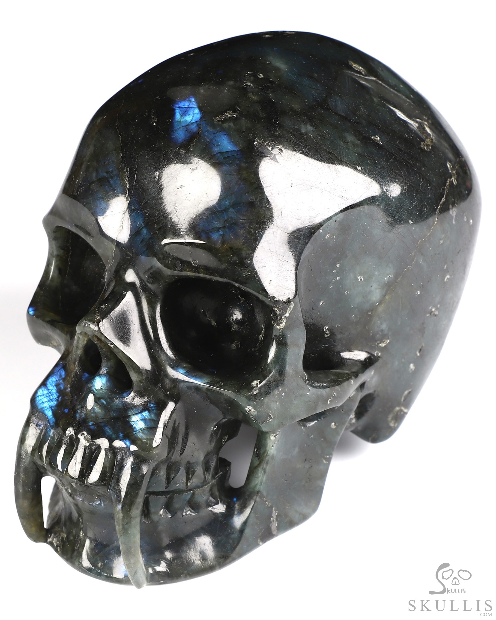6.0" Labradorite Hand Carved Vampire Crystal Skull, Crystal Healing 6.0" Labradorite Hand Carved Vampire Crystal Skull, Crystal Healing