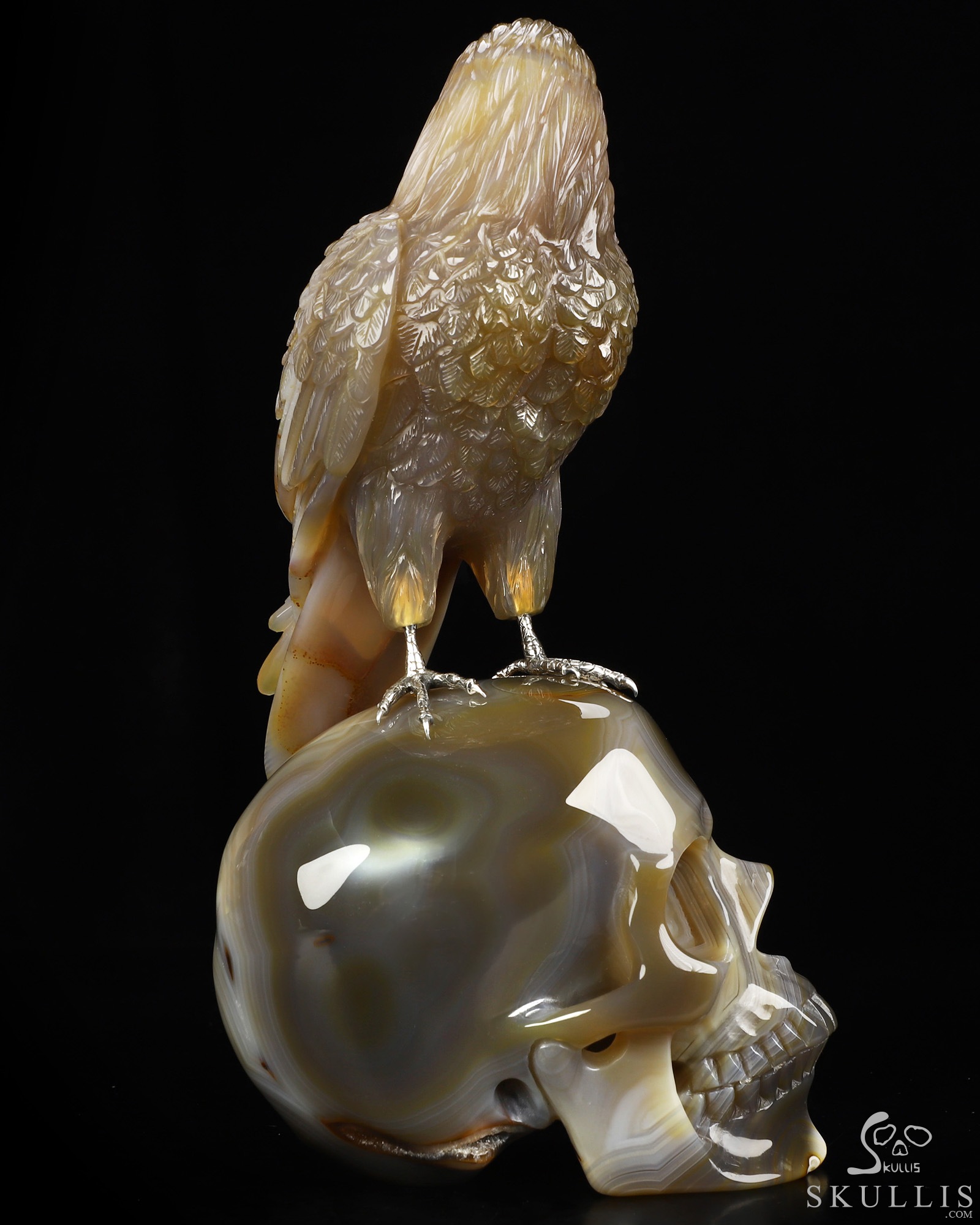 Aug 30, 2026 ACSAD (A Crystal Skull a Day) - Apotheosis - 9.4" Premium Brazilian Agate Hand Carved Eagle on Crystal Skull Sculpture with Black Onyx Eyes & Silver-Plated Claws, Crystal Healing Aug 30, 2026 ACSAD (A Crystal Skull a Day) - Apotheosis - 9.4" Premium Brazilian Agate Hand Carved Eagle on Crystal Skull Sculpture with Black Onyx Eyes & Silver-Plated Claws, Crystal Healing