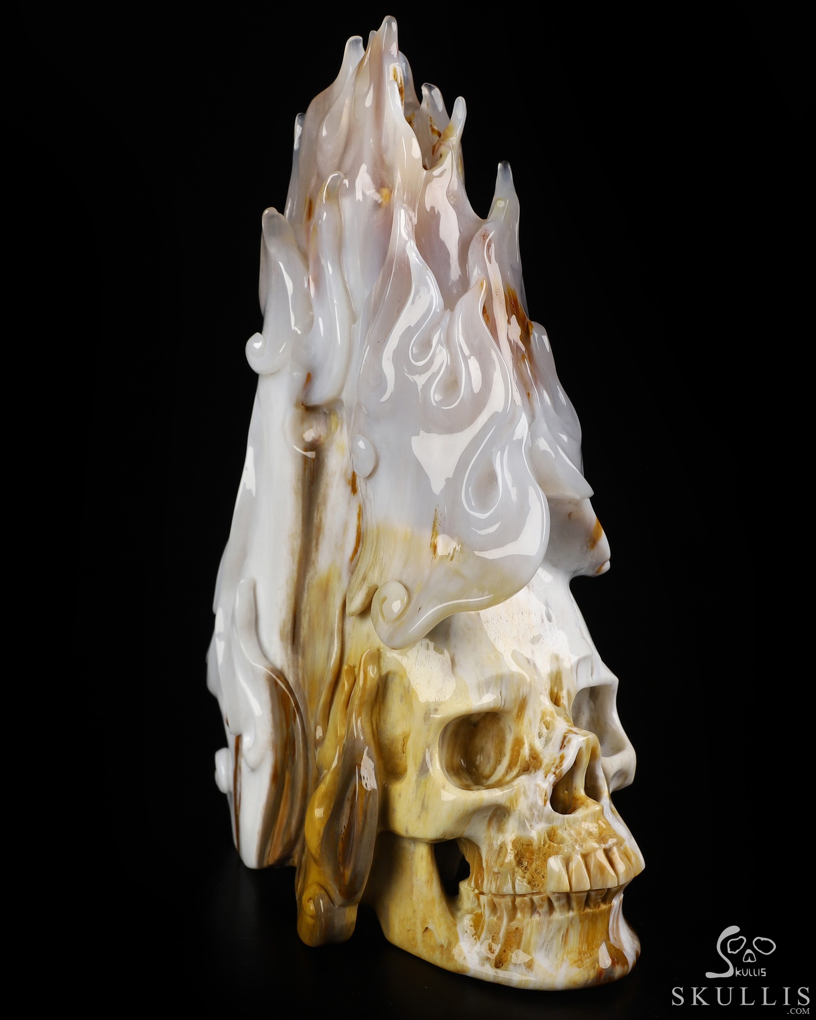 Aug 27, 2026 ACSAD (A Crystal Skull a Day) - AND STILL, IT BURNS - 8.1" Agatized Petrified Wood Hand Carved Flaming Crystal Skull, Crystal Healing Aug 27, 2026 ACSAD (A Crystal Skull a Day) - AND STILL, IT BURNS - 8.1" Agatized Petrified Wood Hand Carved Flaming Crystal Skull, Crystal Healing
