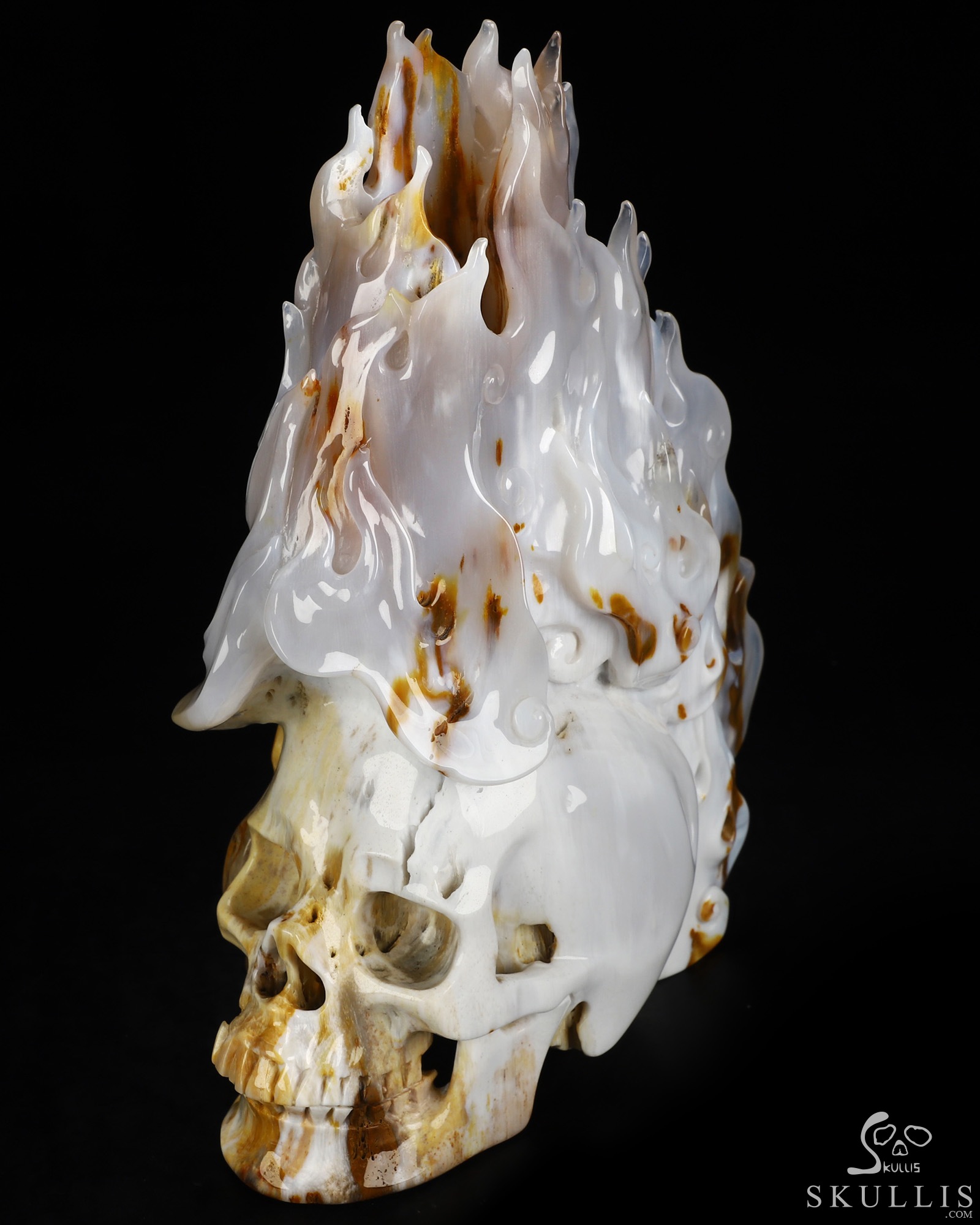 Aug 27, 2026 ACSAD (A Crystal Skull a Day) - AND STILL, IT BURNS - 8.1" Agatized Petrified Wood Hand Carved Flaming Crystal Skull, Crystal Healing Aug 27, 2026 ACSAD (A Crystal Skull a Day) - AND STILL, IT BURNS - 8.1" Agatized Petrified Wood Hand Carved Flaming Crystal Skull, Crystal Healing