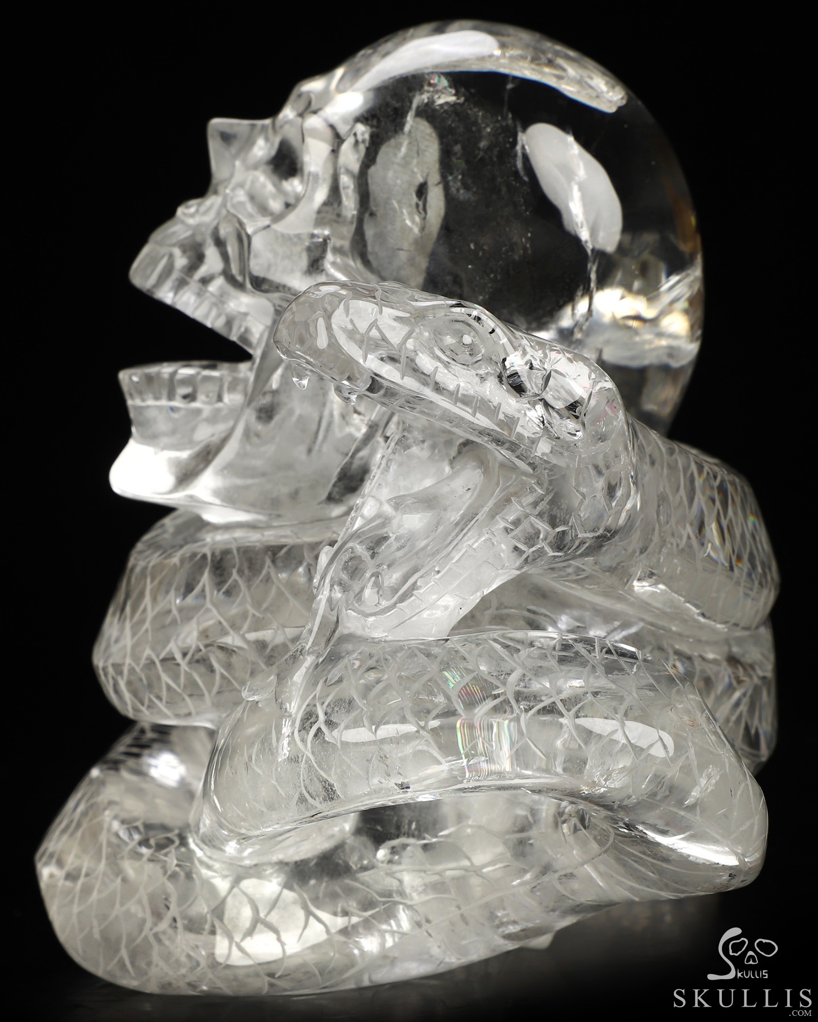 Aug 29, 2026 ACSAD (A Crystal Skull a Day) - The End Was Never the End - 7.9" Quartz Rock Crystal Hand Carved Snake & Crystal Skull Sculpture, Crystal Healing Aug 29, 2026 ACSAD (A Crystal Skull a Day) - The End Was Never the End - 7.9" Quartz Rock Crystal Hand Carved Snake & Crystal Skull Sculpture, Crystal Healing