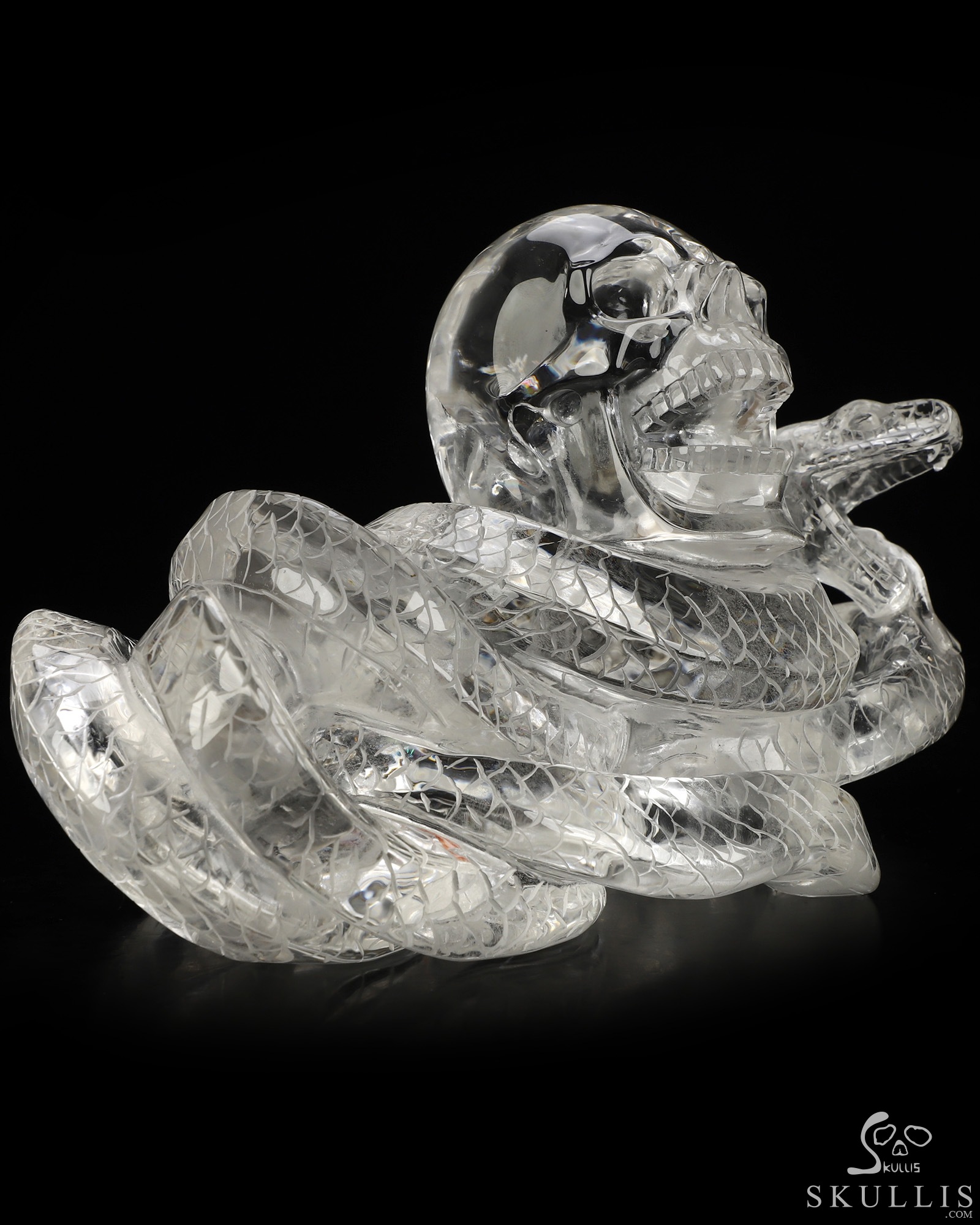 Aug 29, 2026 ACSAD (A Crystal Skull a Day) - The End Was Never the End - 7.9" Quartz Rock Crystal Hand Carved Snake & Crystal Skull Sculpture, Crystal Healing Aug 29, 2026 ACSAD (A Crystal Skull a Day) - The End Was Never the End - 7.9" Quartz Rock Crystal Hand Carved Snake & Crystal Skull Sculpture, Crystal Healing