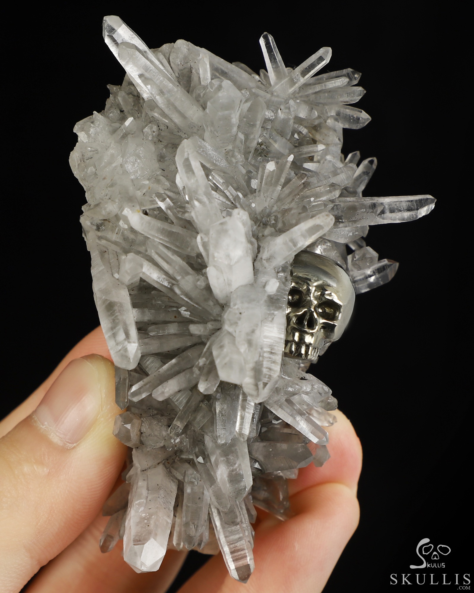 Oct 1, 2026 ACSAD (A Crystal Skull a Day) - Caught Between the Crystals - 3.2" Hand Carved Pyrite Crystal Skull in Quartz Crystal Cluster Specimen Fine Art Sculpture, Crystal Healing Oct 1, 2026 ACSAD (A Crystal Skull a Day) - Caught Between the Crystals - 3.2" Hand Carved Pyrite Crystal Skull in Quartz Crystal Cluster Specimen Fine Art Sculpture, Crystal Healing