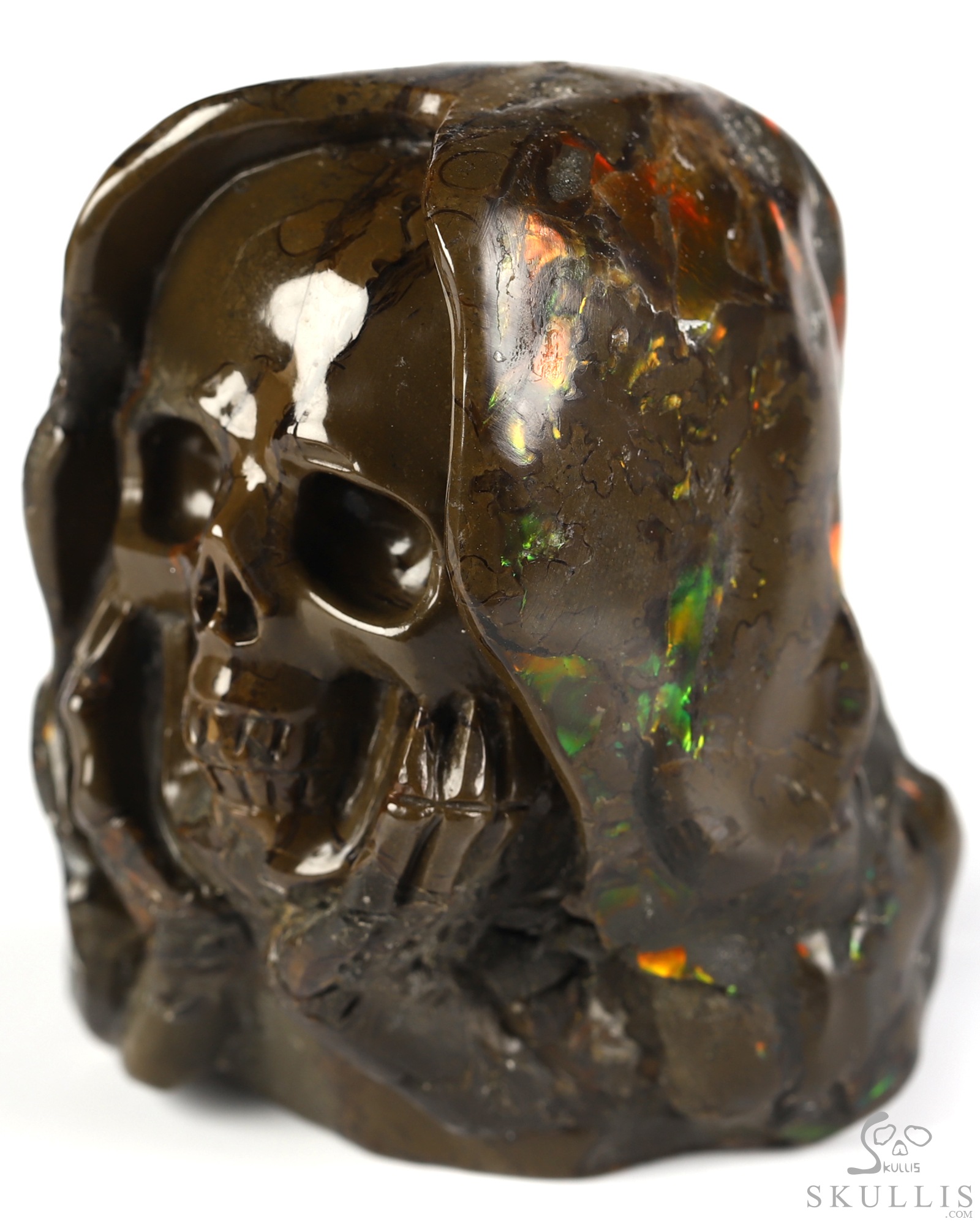 Sept 6, 2026 ACSAD (A Crystal Skull a Day) - Meditations in Ammolite - 2.4" Ammolite Hand Carved Crystal Skull Fine Art Sculpture with Hands Cradling its Chin, Crystal Healing Sept 6, 2026 ACSAD (A Crystal Skull a Day) - Meditations in Ammolite - 2.4" Ammolite Hand Carved Crystal Skull Fine Art Sculpture with Hands Cradling its Chin, Crystal Healing