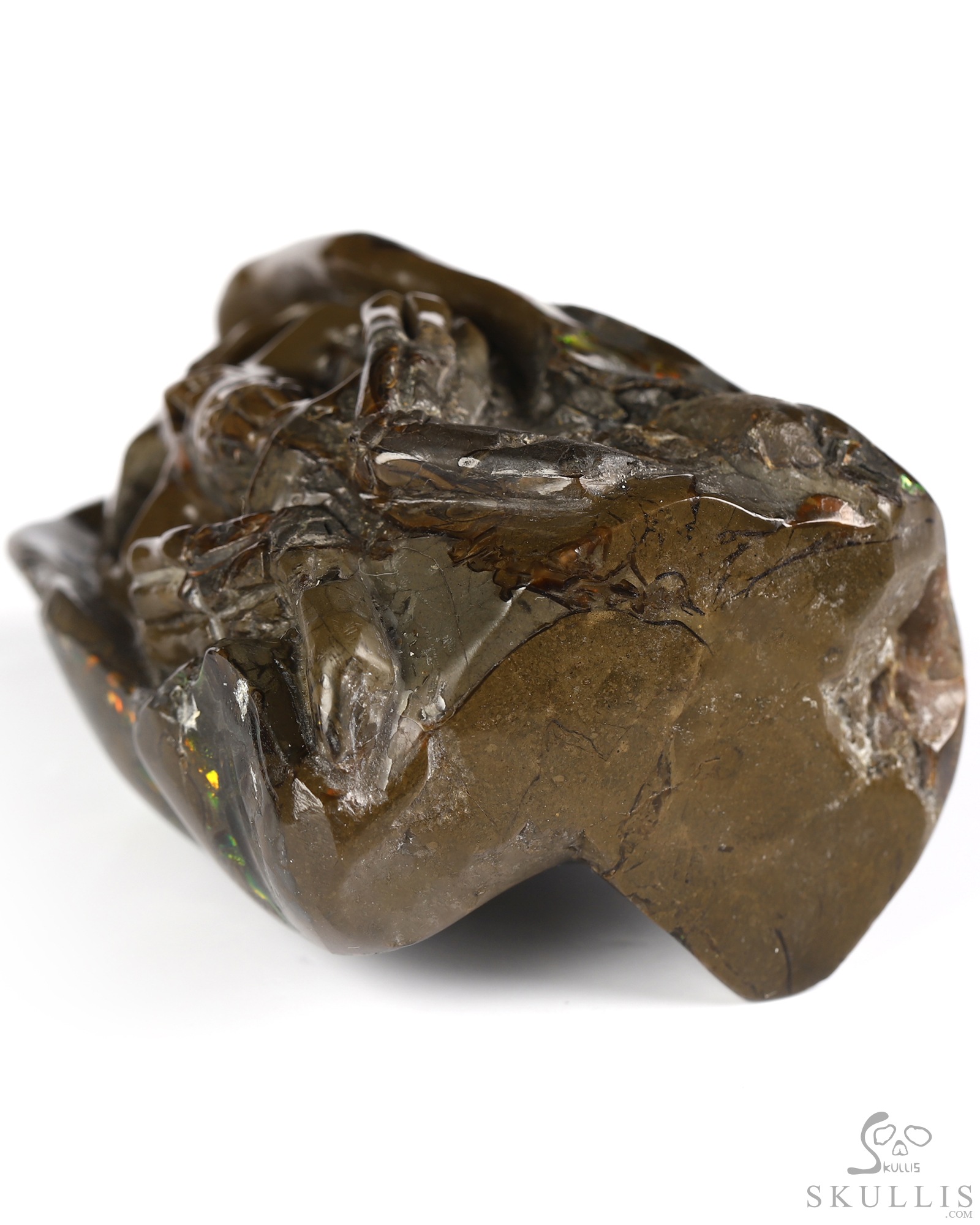 Sept 6, 2026 ACSAD (A Crystal Skull a Day) - Meditations in Ammolite - 2.4" Ammolite Hand Carved Crystal Skull Fine Art Sculpture with Hands Cradling its Chin, Crystal Healing Sept 6, 2026 ACSAD (A Crystal Skull a Day) - Meditations in Ammolite - 2.4" Ammolite Hand Carved Crystal Skull Fine Art Sculpture with Hands Cradling its Chin, Crystal Healing