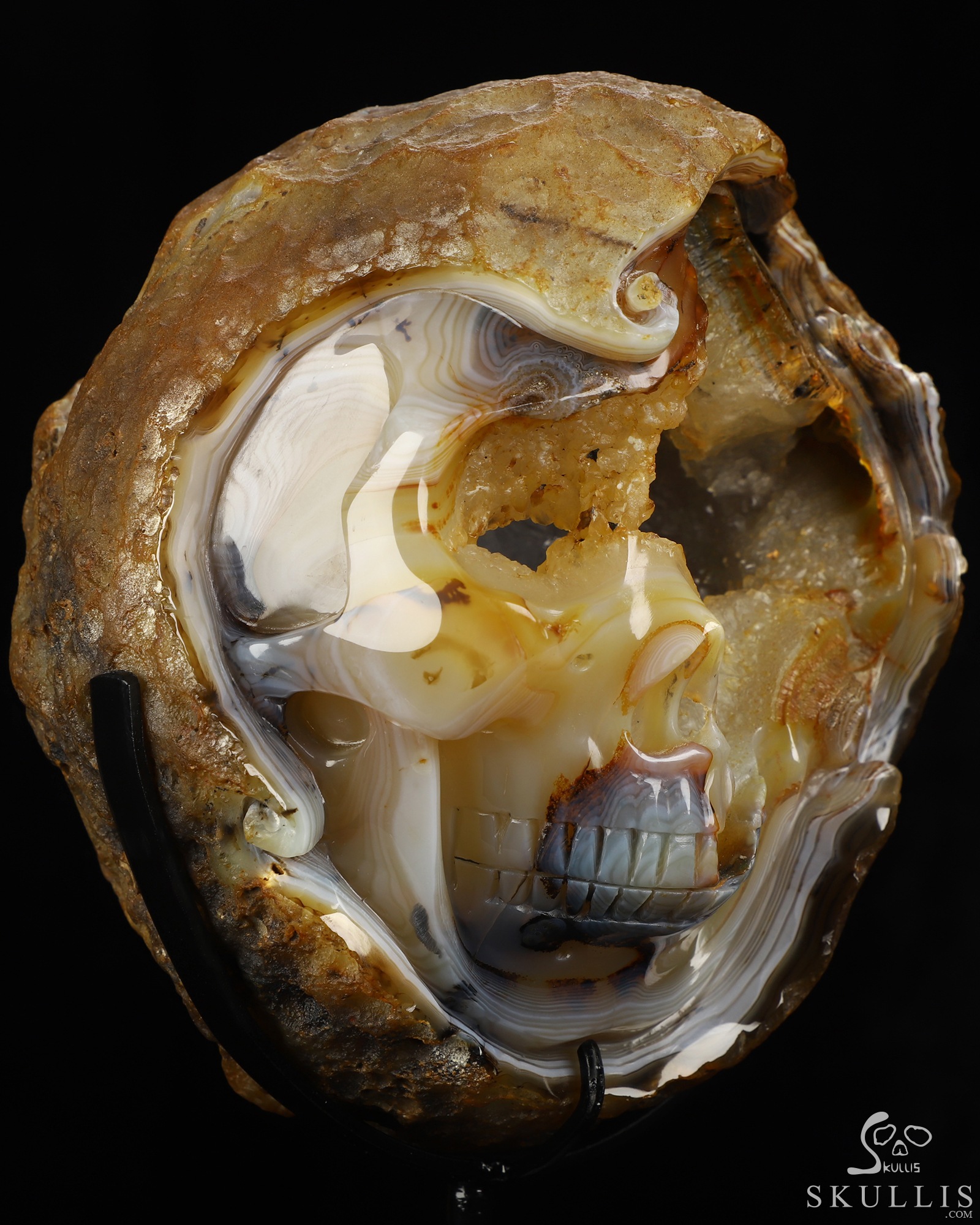 Sept 2, 2026 ACSAD (A Crystal Skull a Day) - Unfinished Dream - 6.7" Agate Geode Hand Carved Crystal Skull Fine Art Sculpture, Crystal Healing Sept 2, 2026 ACSAD (A Crystal Skull a Day) - Unfinished Dream - 6.7" Agate Geode Hand Carved Crystal Skull Fine Art Sculpture, Crystal Healing