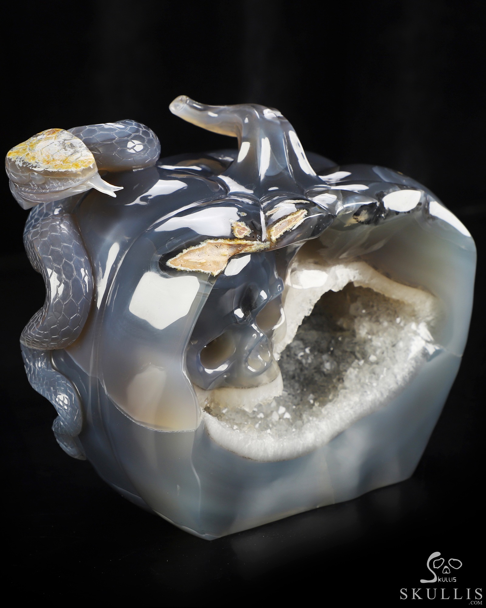 Sept 17, 2026 ACSAD (A Crystal Skull a Day) - The Crystal Hideaway - 6.7" Agate Geode Hand Carved Pumpkin & Crystal Skull Fine Art Sculpture, Crystal Healing Sept 17, 2026 ACSAD (A Crystal Skull a Day) - The Crystal Hideaway - 6.7" Agate Geode Hand Carved Pumpkin & Crystal Skull Fine Art Sculpture, Crystal Healing